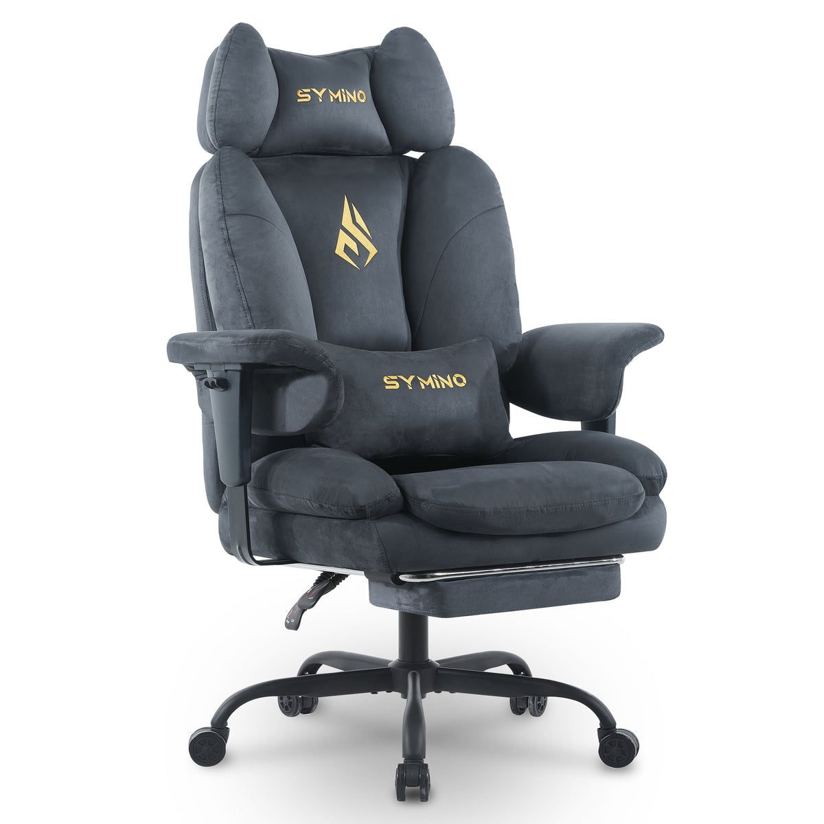 SYMINO Sofa Gaming Chair, Ergonomic Gamer Chair with Faux Fur, Black/Grey