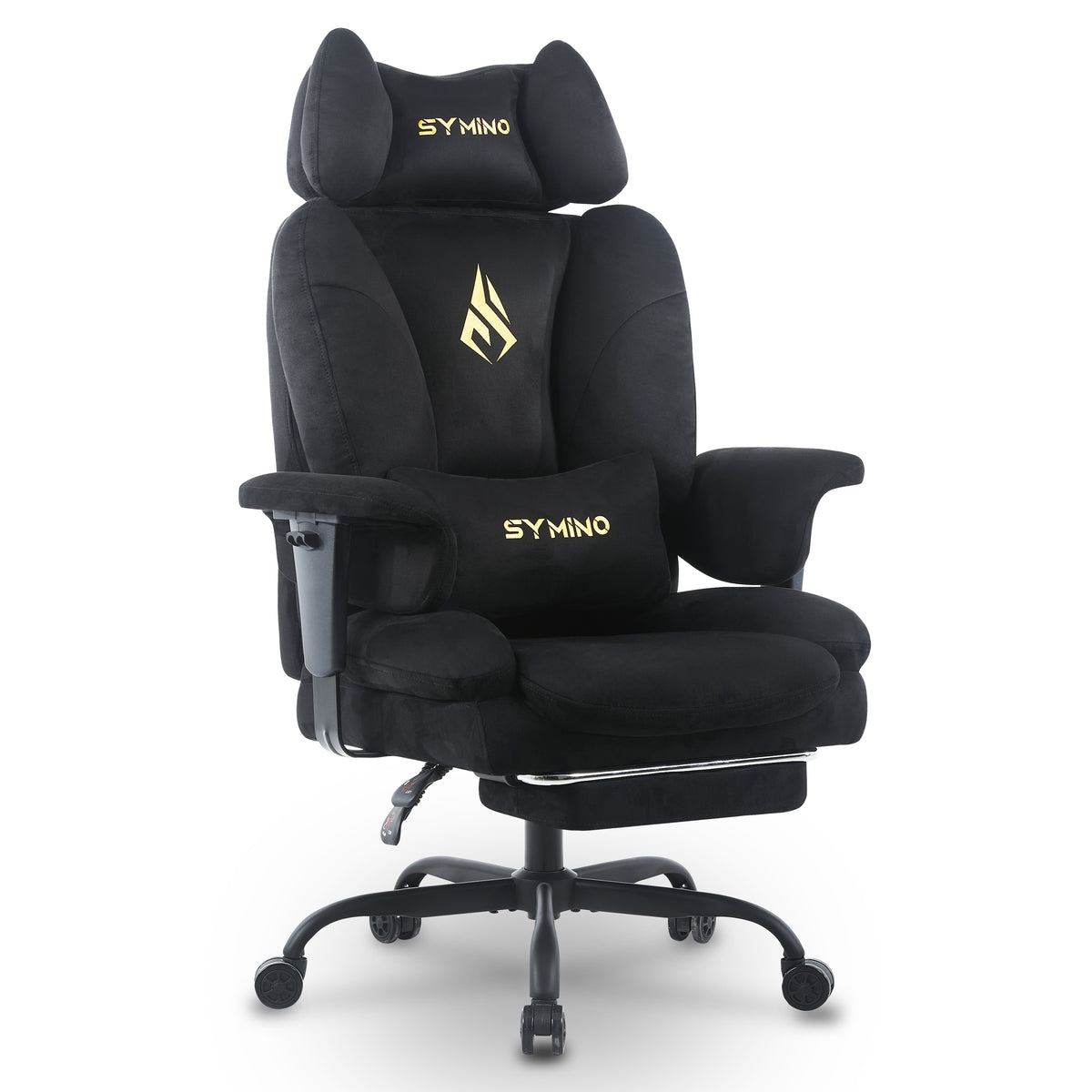 SYMINO Sofa Gaming Chair, Ergonomic Gamer Chair with Faux Fur, Black/Grey