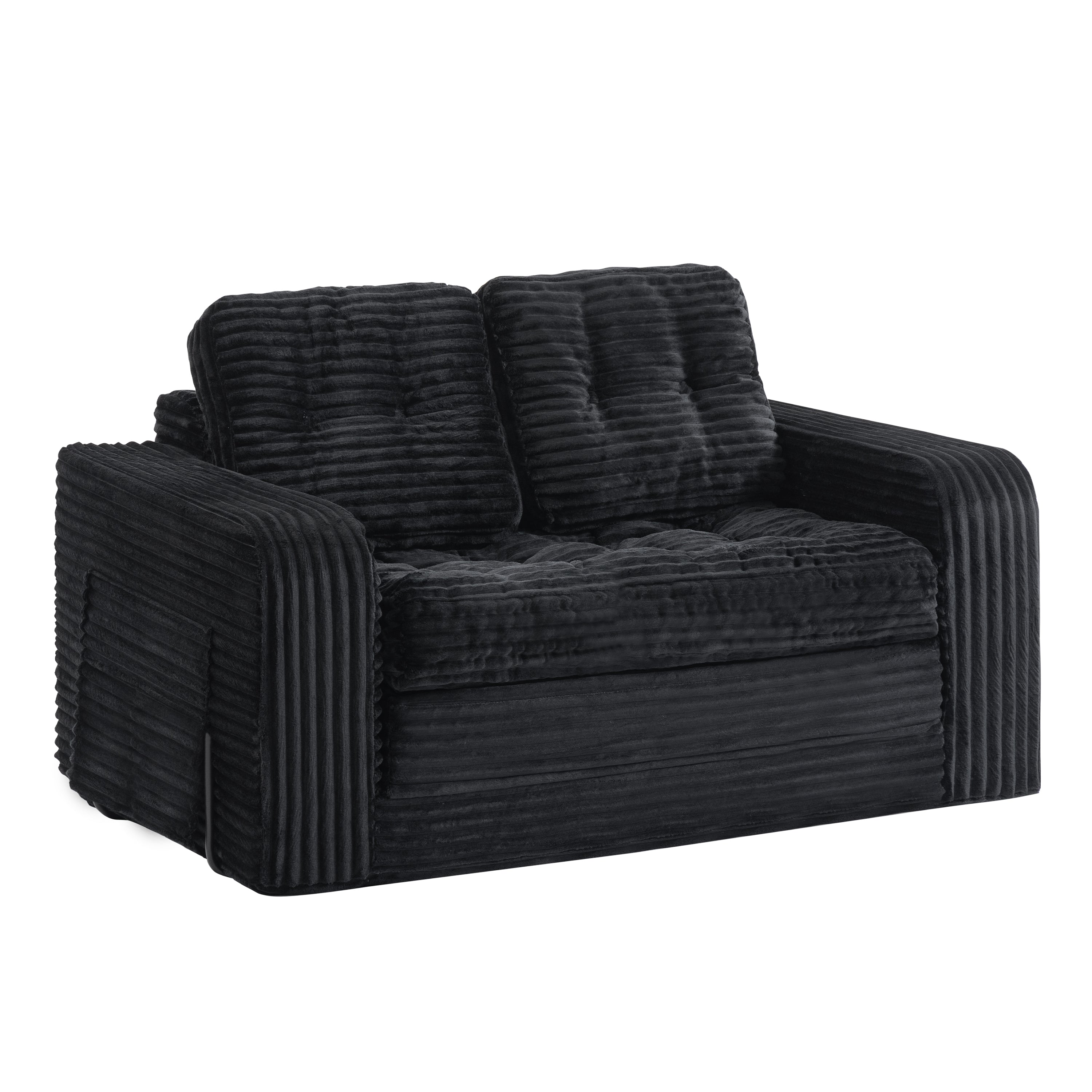 Pop-Up Compression Sofa, Single/Double Seat Options, Corduroy Multifunctional Sofa Bed for Small Apartments, Balconies & Dorms, No Assembly Required