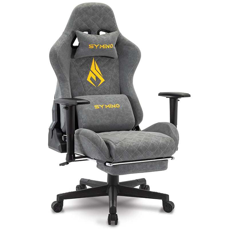 SYMINO Vintage PU Leather Ergonomic Gaming Chair.Grey