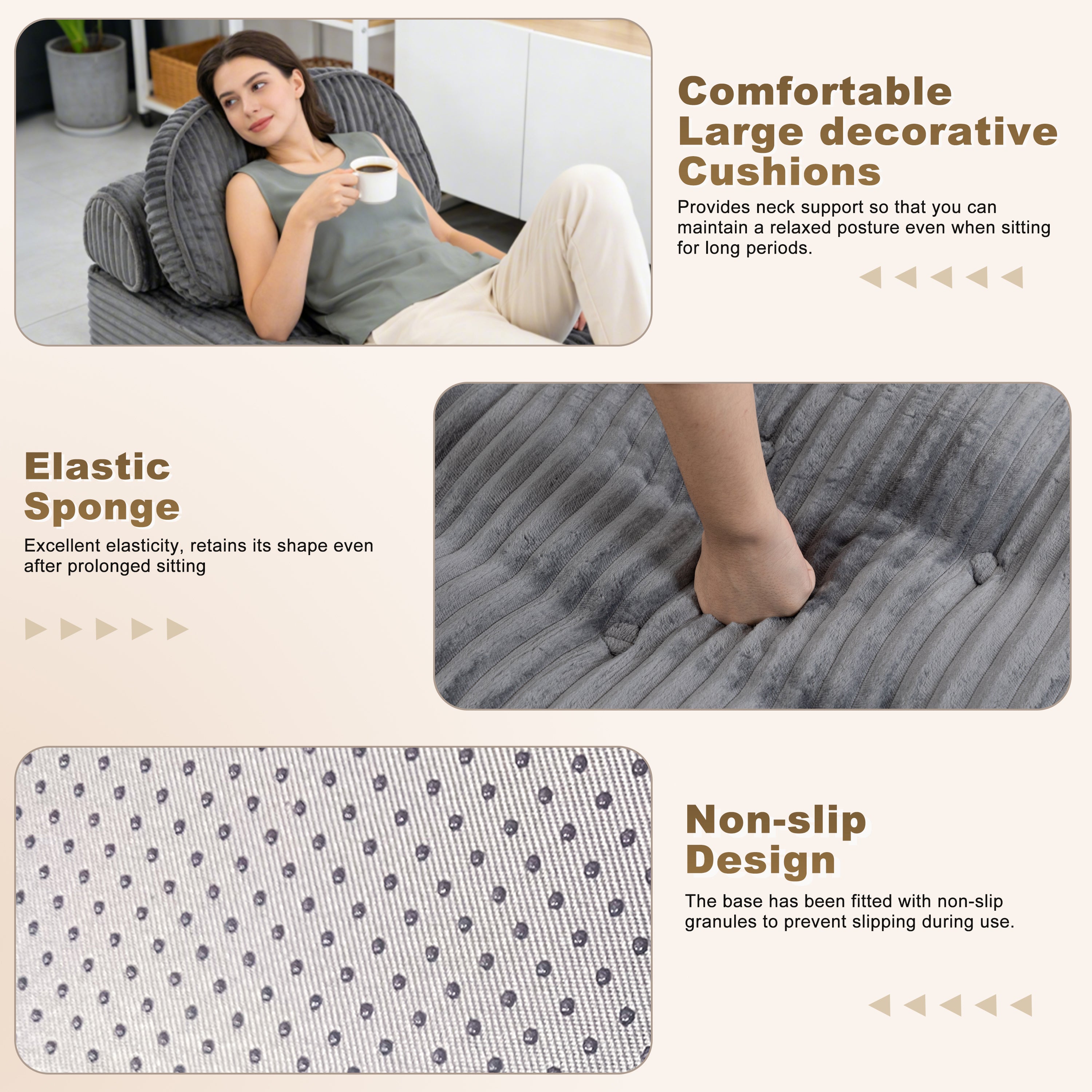 Pop-Up Compression Sofa, Single/Double Seat Options, Corduroy Multifunctional Sofa Bed for Small Apartments, Balconies & Dorms, No Assembly Required