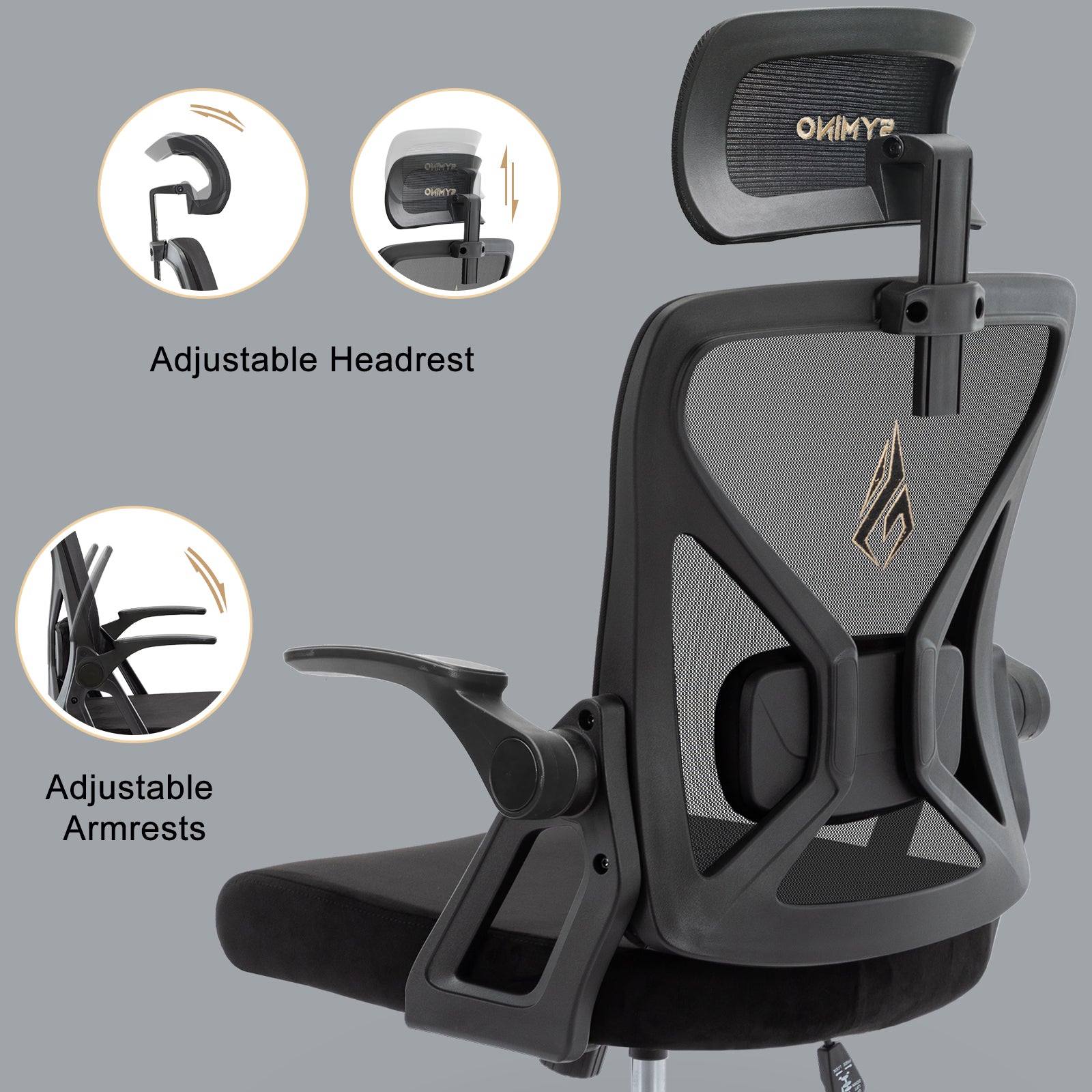 SYMINO Faux Fur+ Mesh Office Chair , rotating rocker function.Black