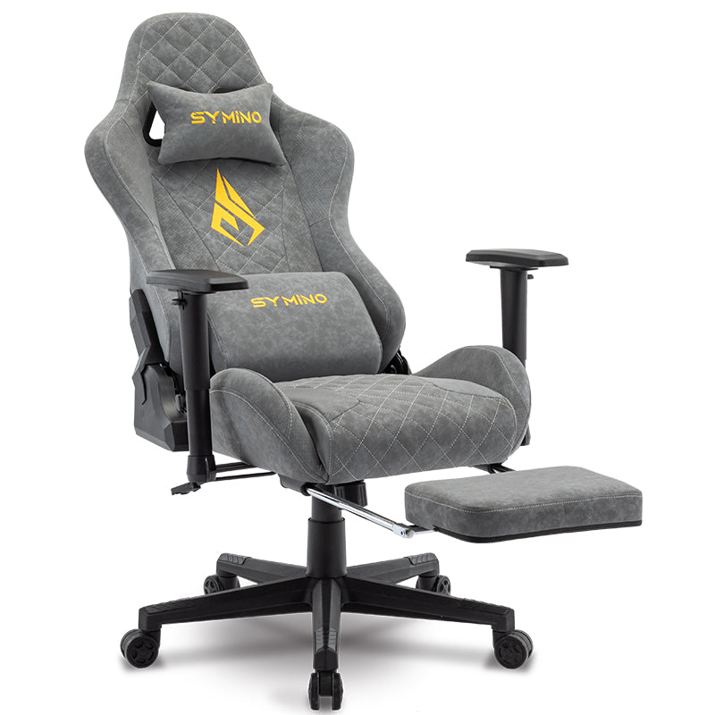 SYMINO Vintage PU Leather Ergonomic Gaming Chair.Grey