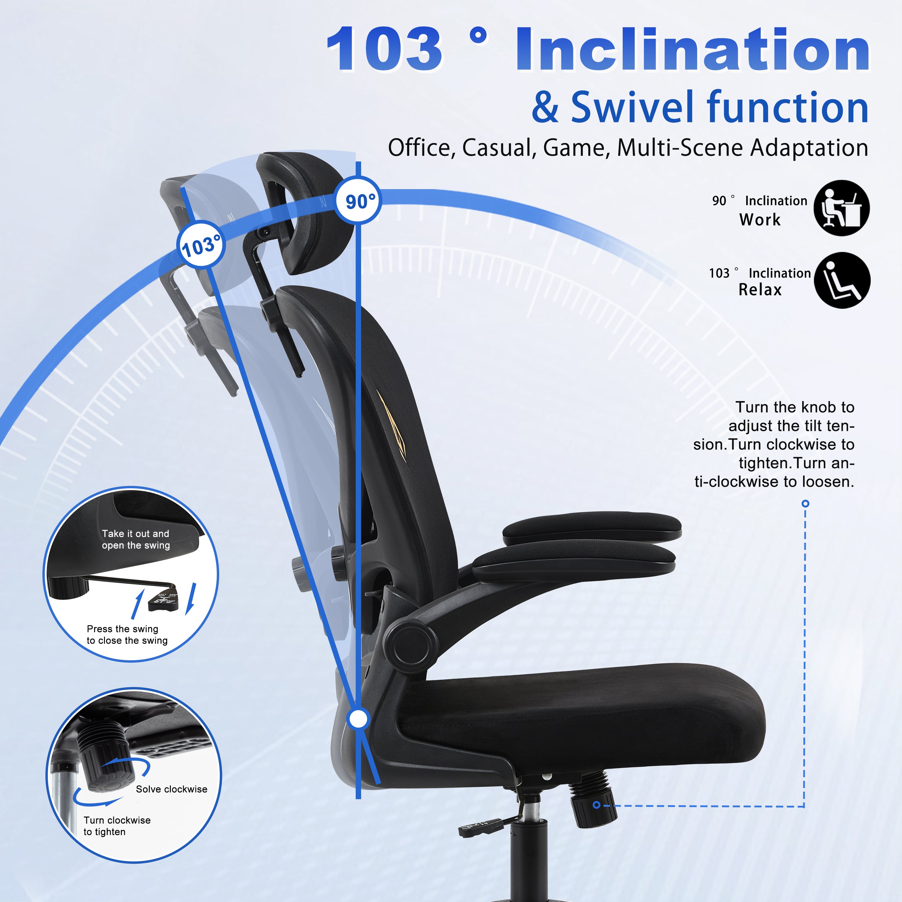 SYMINO Office Chair Faux Fur+ Mesh Office Chair , rotating rocker function