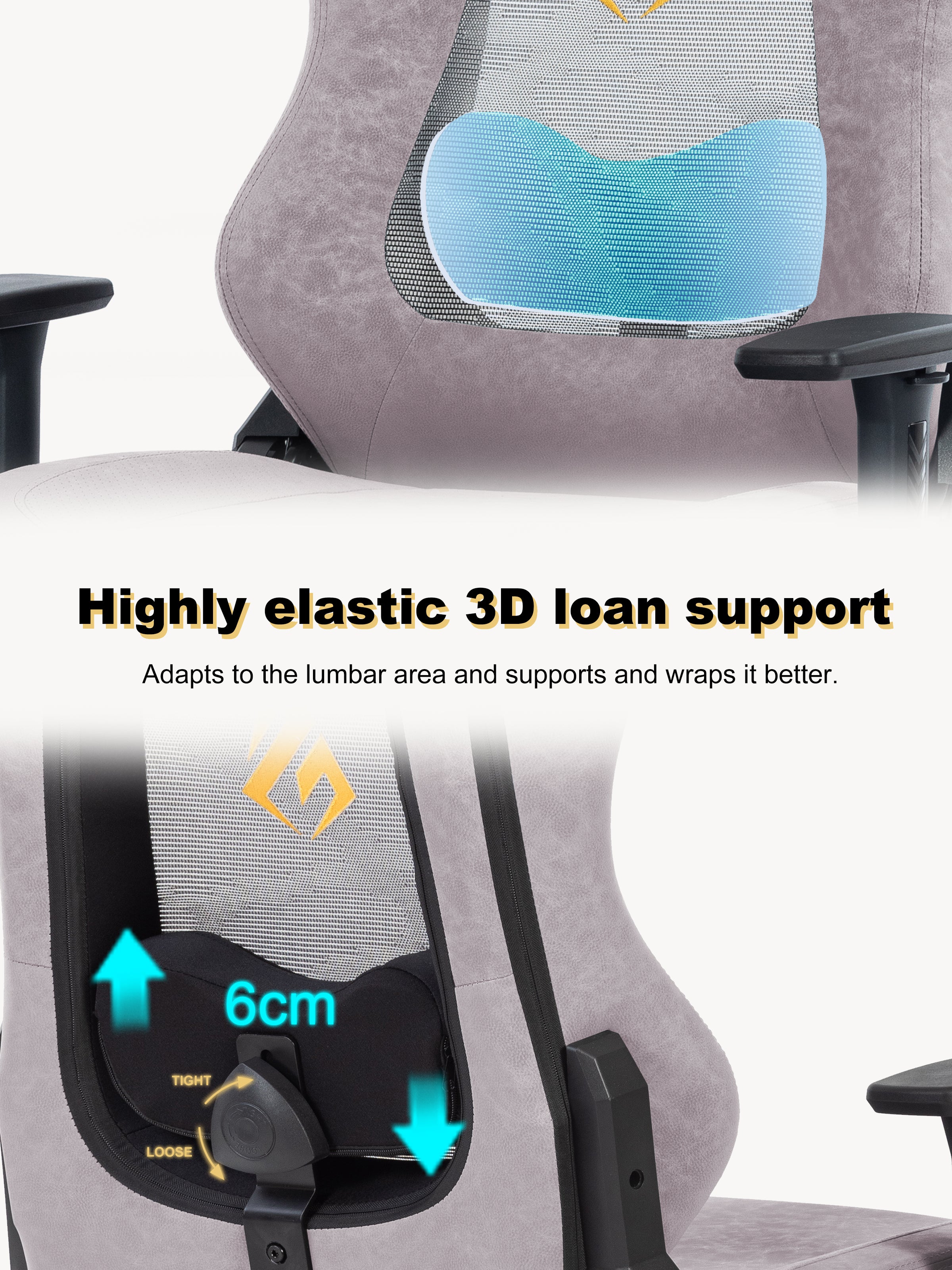 SYMINO Ergonomic Gaming Chair – Breathable Mesh Back with Adjustable Lumbar Support - Pink