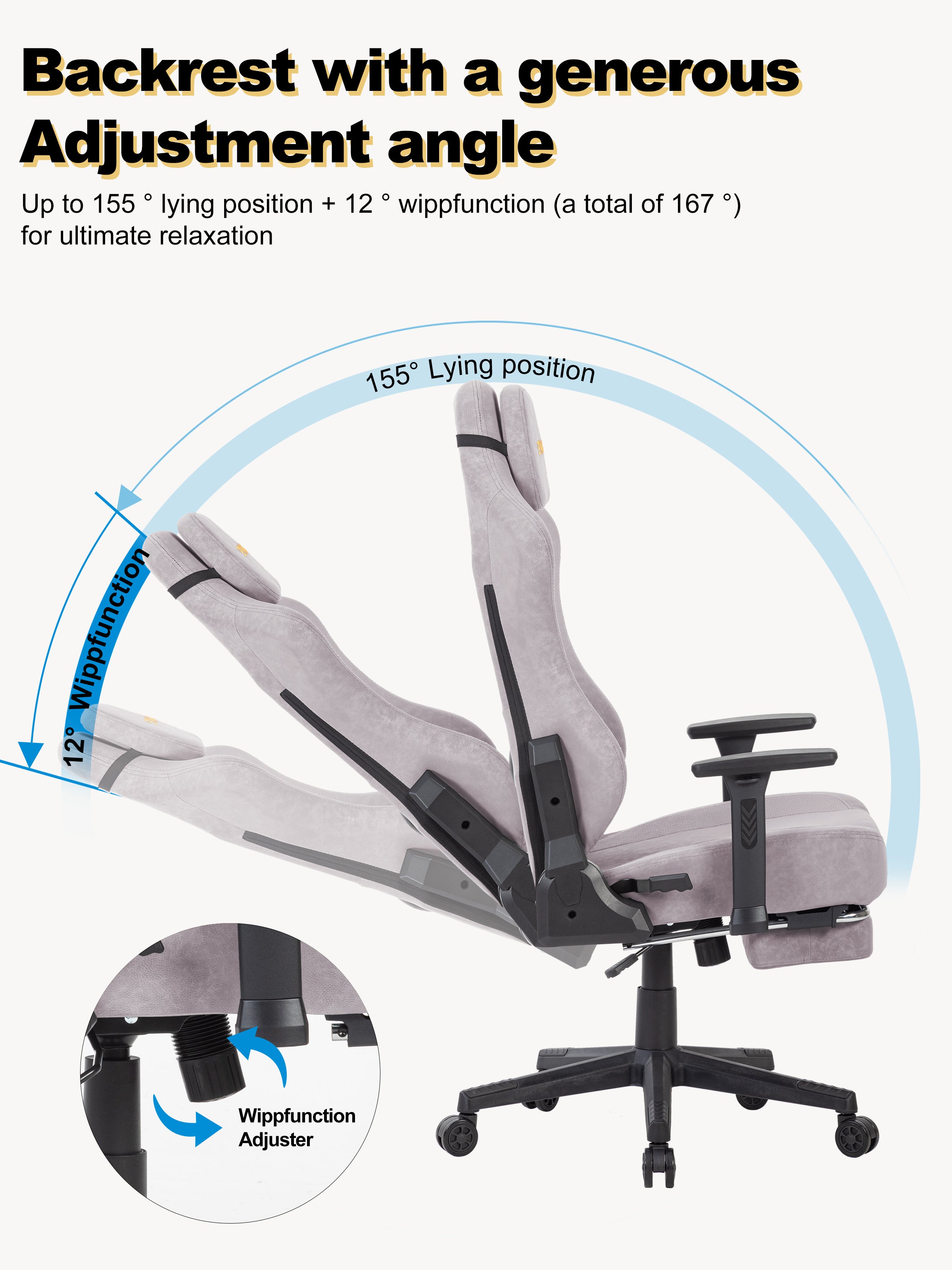 SYMINO Ergonomic Gaming Chair – Breathable Mesh Back with Adjustable Lumbar Support - Pink
