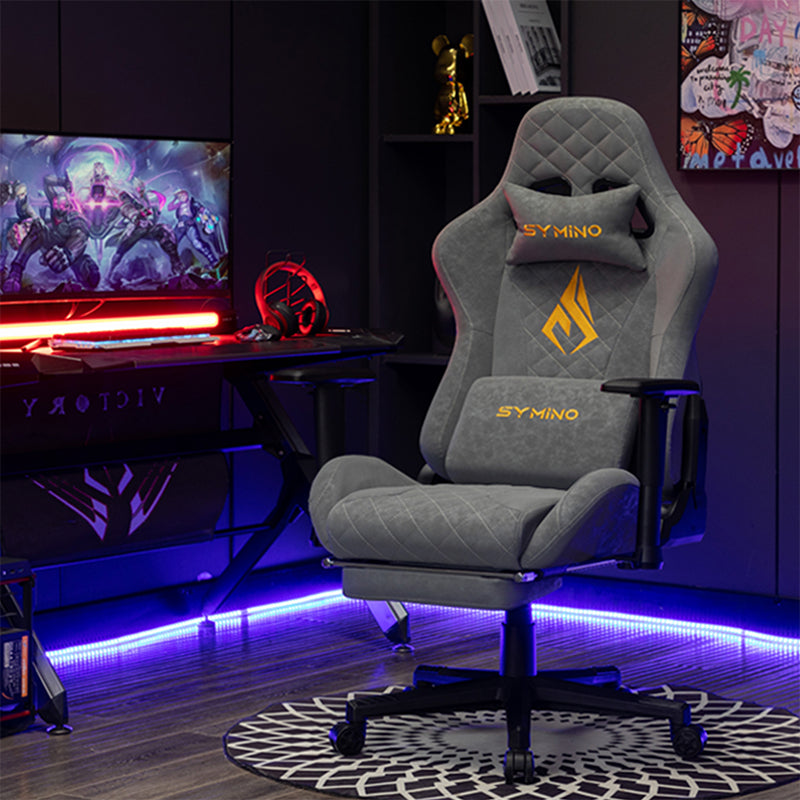 SYMINO Vintage PU Leather Ergonomic Gaming Chair.Grey