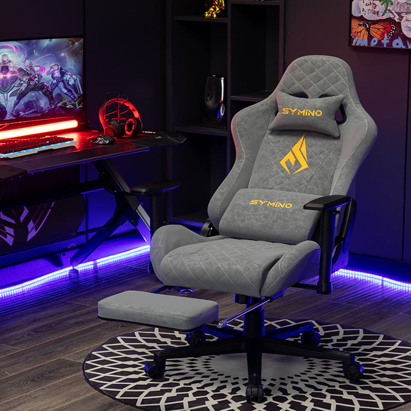 SYMINO Vintage PU Leather Ergonomic Gaming Chair.Grey