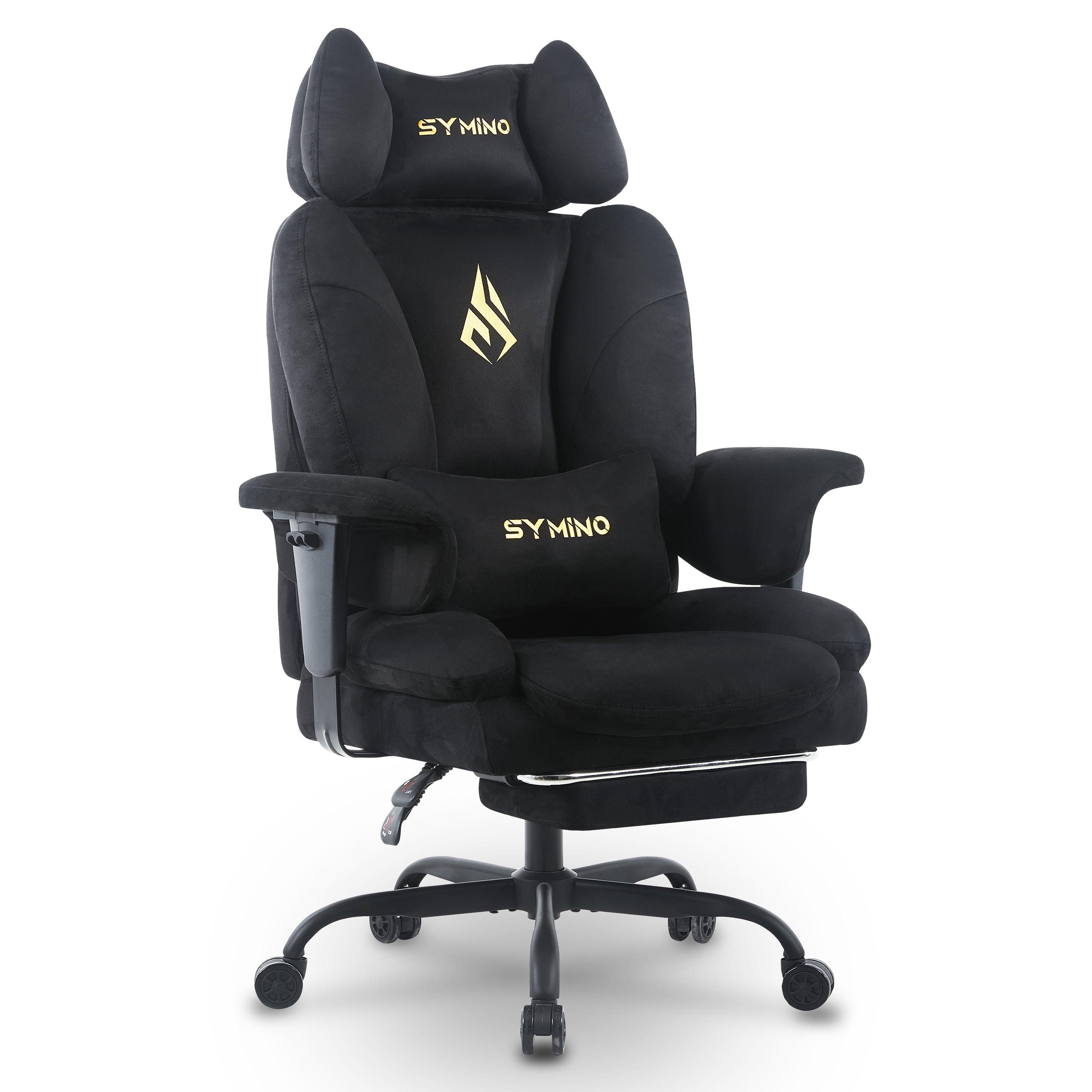 SYMINO Sofa Gaming Chair, Ergonomic Gamer Chair with Faux Fur, Black