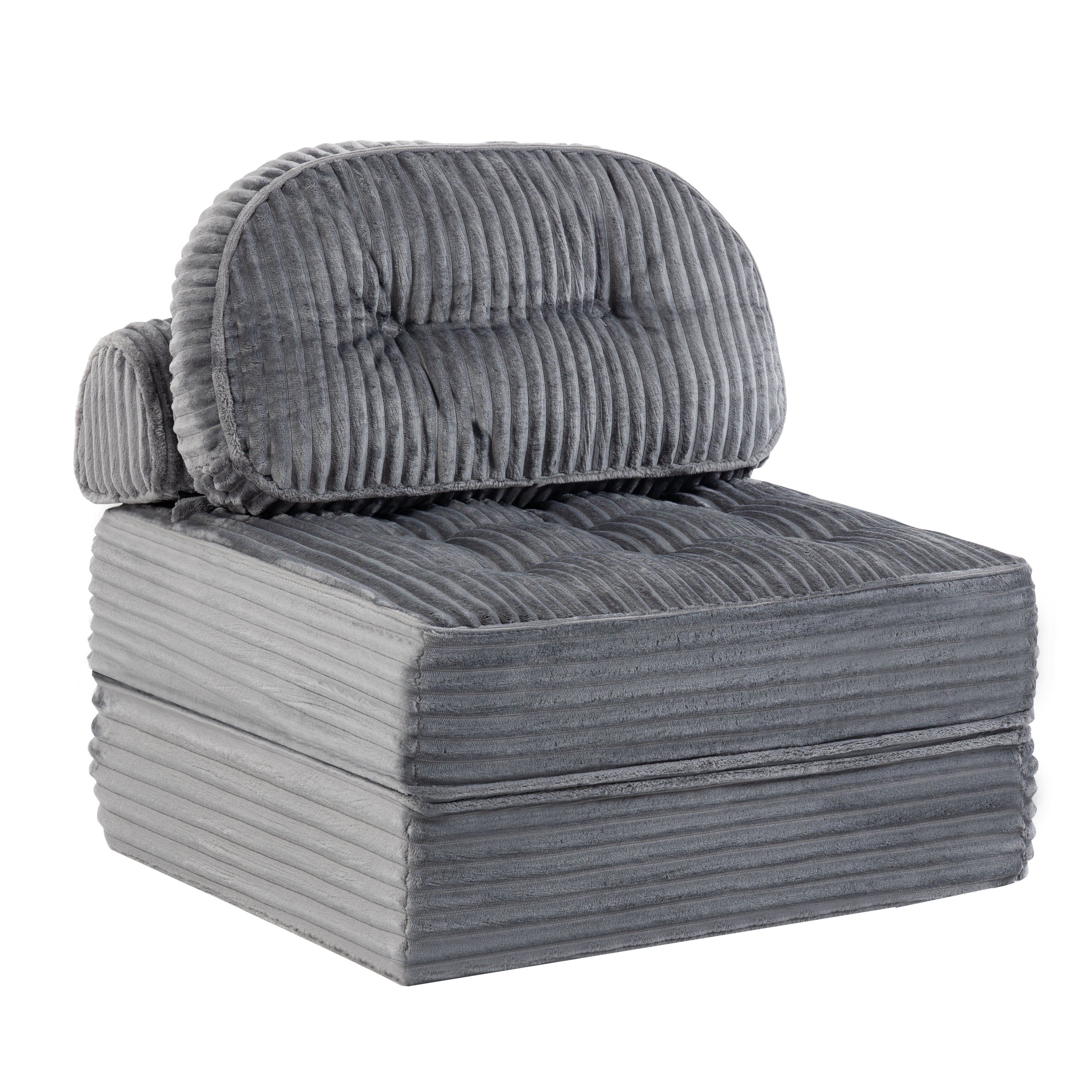 Pop-Up Compression Sofa, Single/Double Seat Options, Corduroy Multifunctional Sofa Bed for Small Apartments, Balconies & Dorms, No Assembly Required