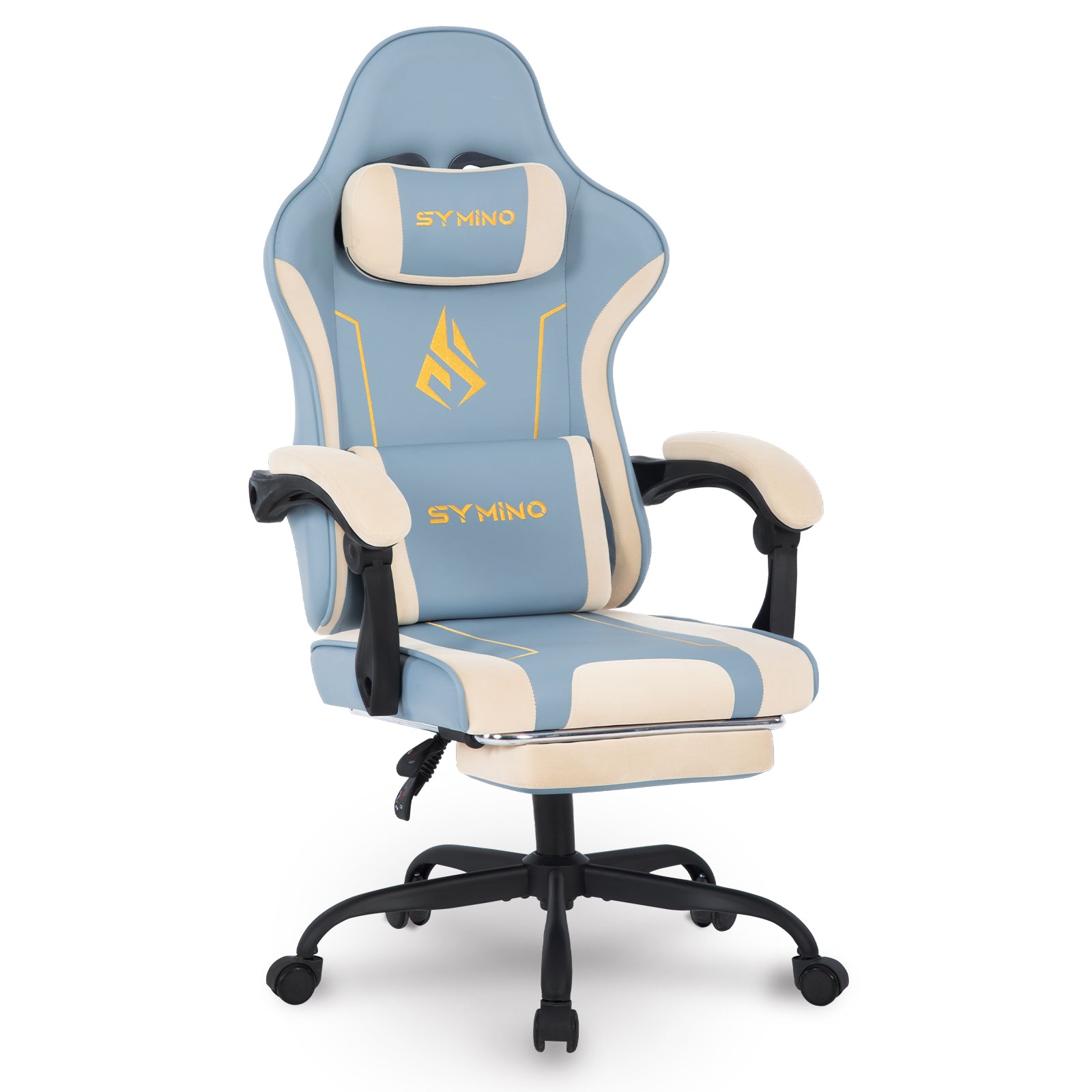 Symino Ergonomic Gaming Chair with Latex Cushion, Enhanced Headrest & Lumbar Support, Adjustable Swivel Office Chair, 150 kg Load Capacity, PU Leather