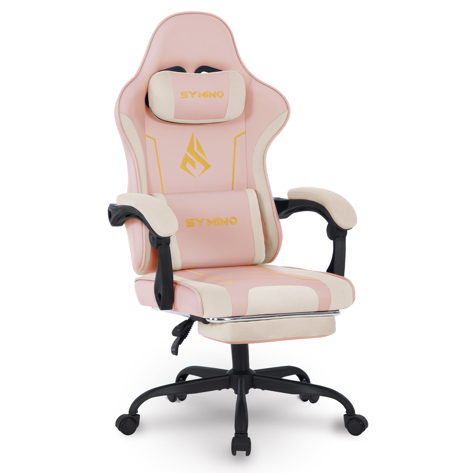 Symino Ergonomic Gaming Chair with Latex Cushion, Enhanced Headrest & Lumbar Support, Adjustable Swivel Office Chair, 150 kg Load Capacity, PU Leather