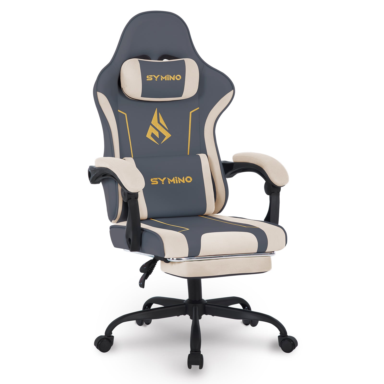 Symino Ergonomic Gaming Chair with Latex Cushion, Enhanced Headrest & Lumbar Support, Adjustable Swivel Office Chair, 150 kg Load Capacity, PU Leather