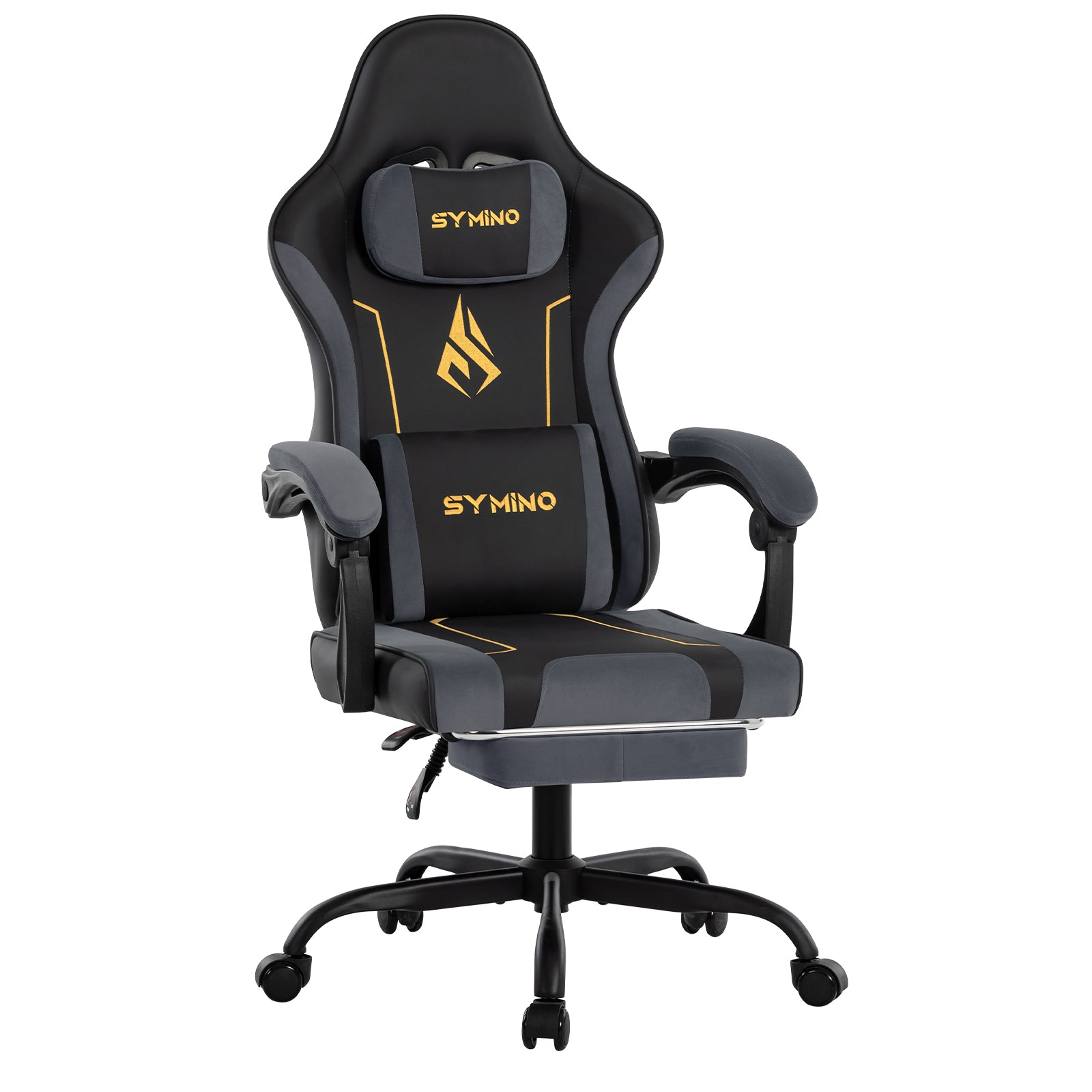 Symino Ergonomic Gaming Chair with Latex Cushion, Enhanced Headrest & Lumbar Support, Adjustable Swivel Office Chair, 150 kg Load Capacity, PU Leather