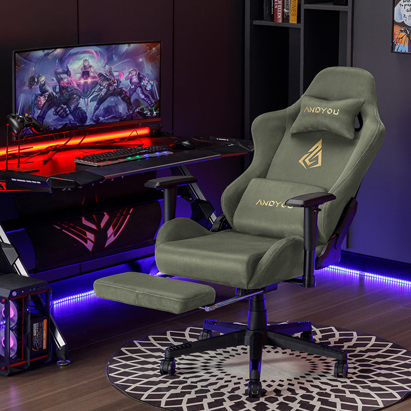 【ANDYOU】 (Upgraded from SYMINO): Green Premium Breathable Ergonomic Gaming Chair - Adjustable, Rotating, with Footrest