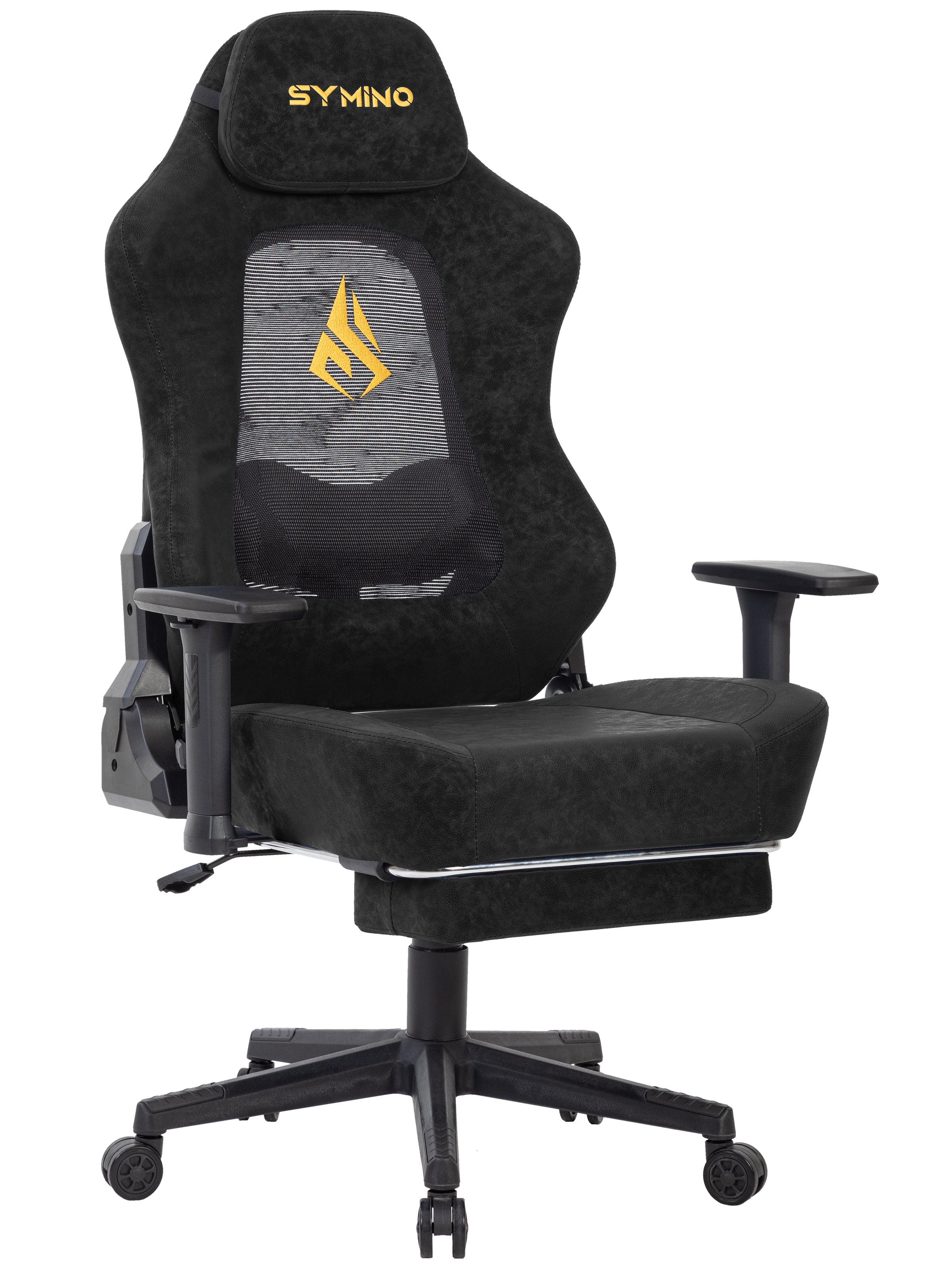 SYMINO Ergonomic Gaming Chair – Breathable Mesh Back with Adjustable Lumbar Support - Black
