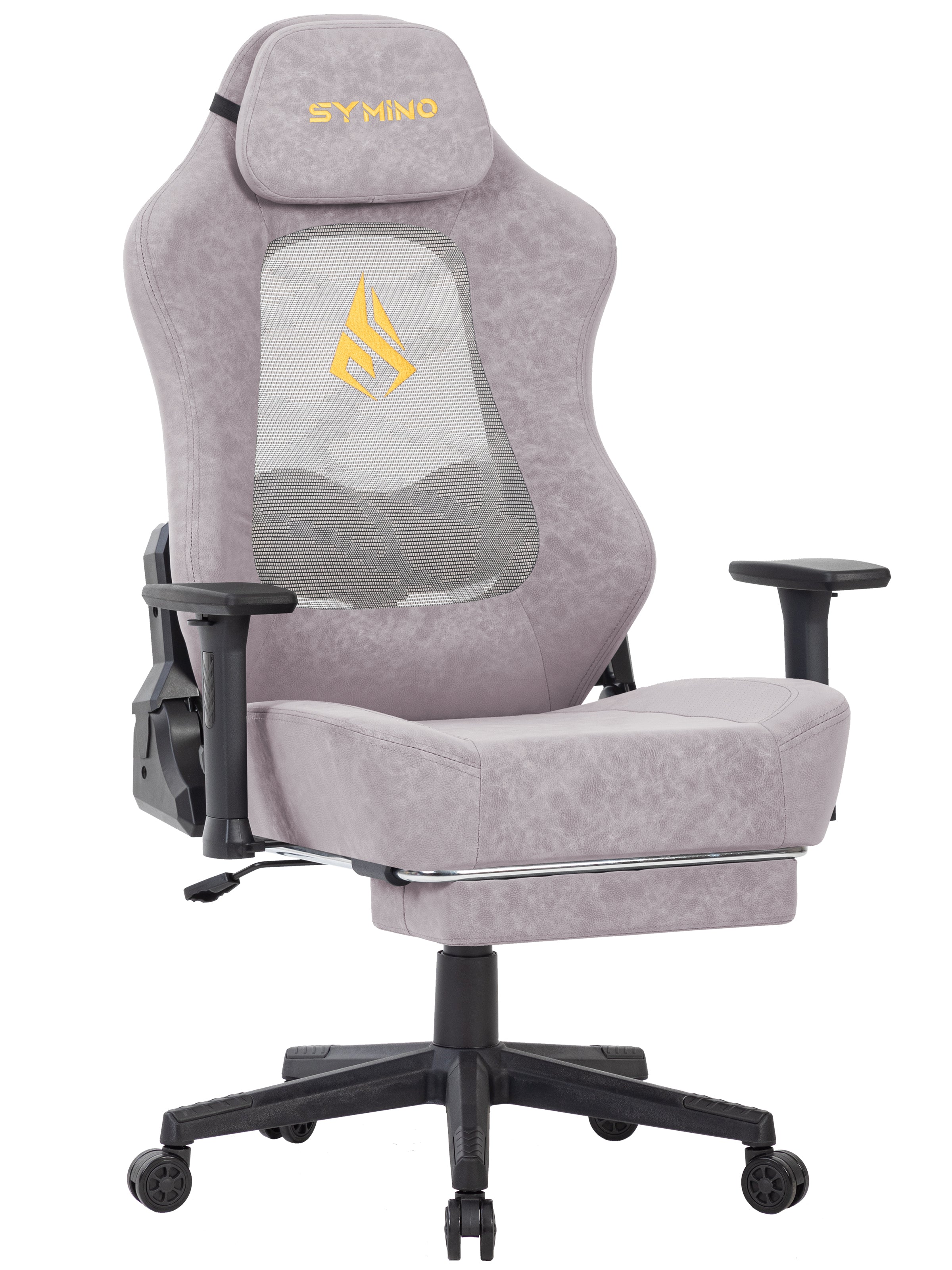 SYMINO Ergonomic Gaming Chair – Breathable Mesh Back with Adjustable Lumbar Support - Pink