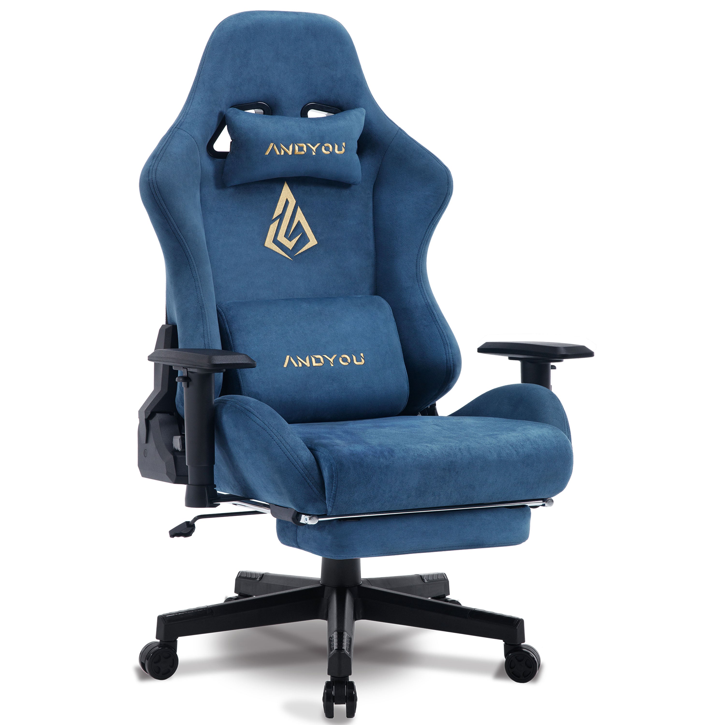 【ANDYOU】 (Upgraded from SYMINO): Blue Premium Breathable Ergonomic Gaming Chair - Adjustable, Rotating, with Footrest