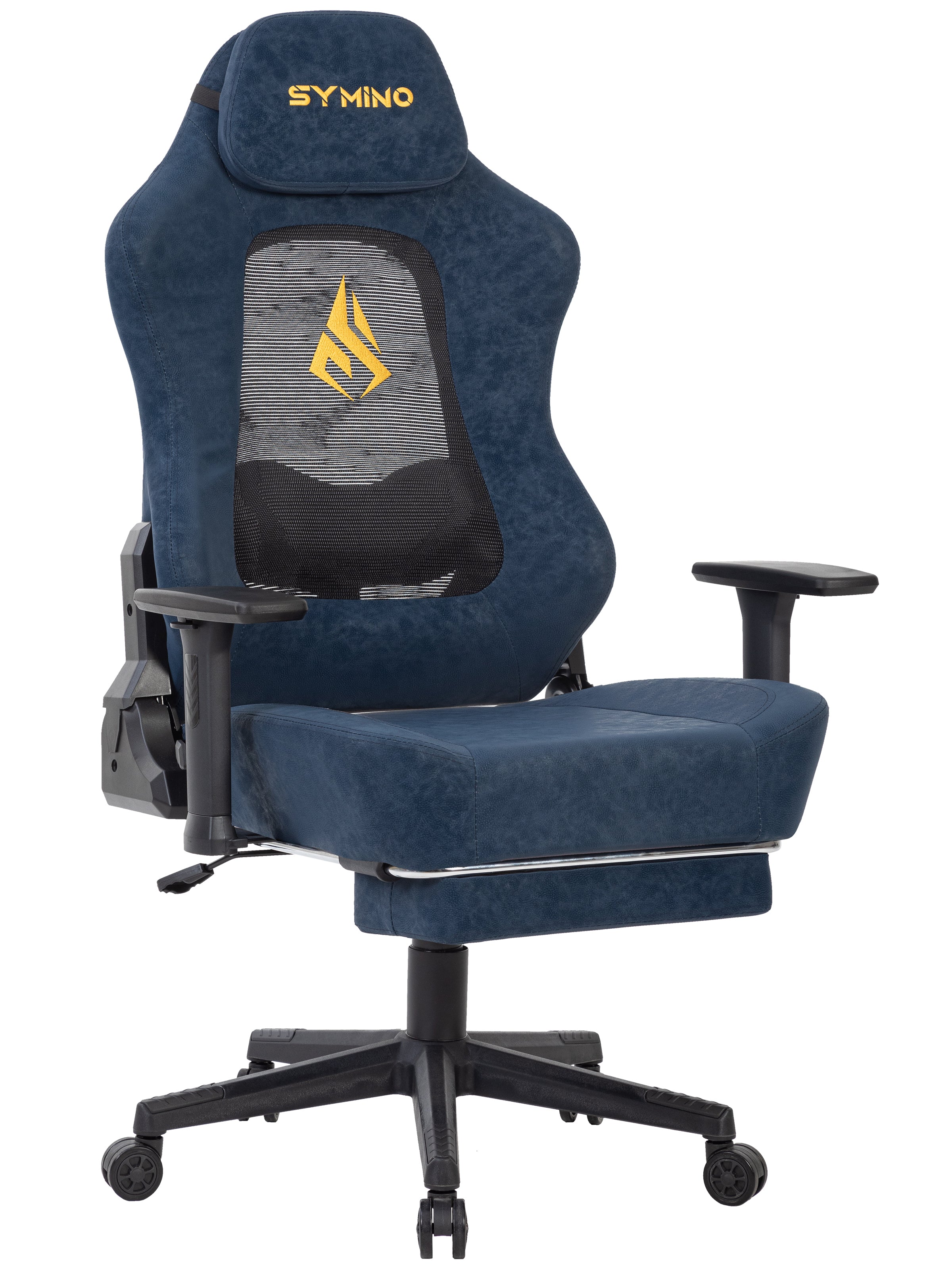SYMINO Ergonomic Gaming Chair – Breathable Mesh Back with Adjustable Lumbar Support - Blue