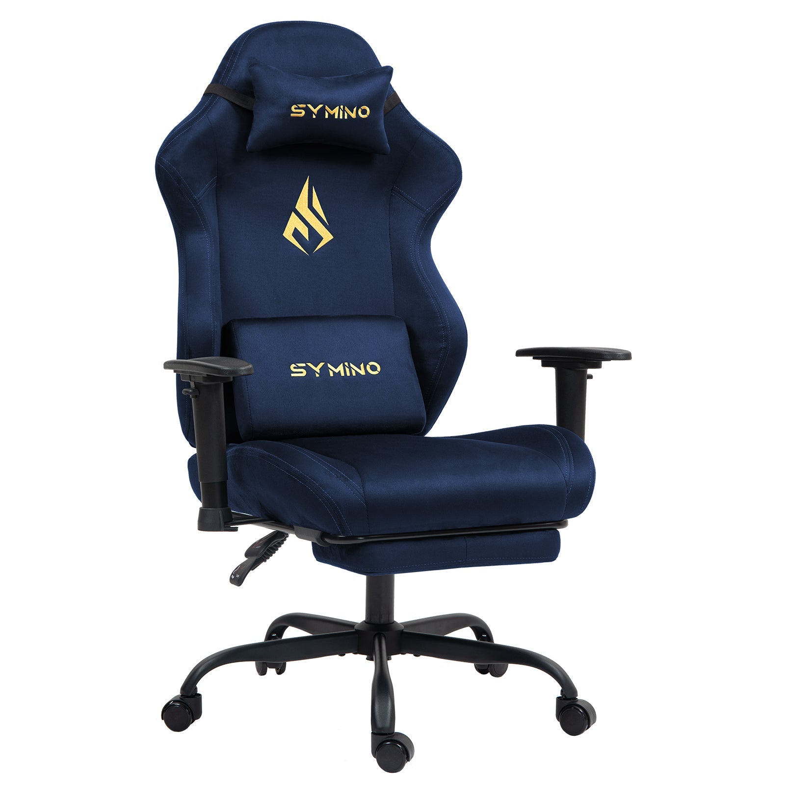 SYMINO Ergonomic Gaming Chair with Footrest, Breathable and Adjustable, Dark Blue