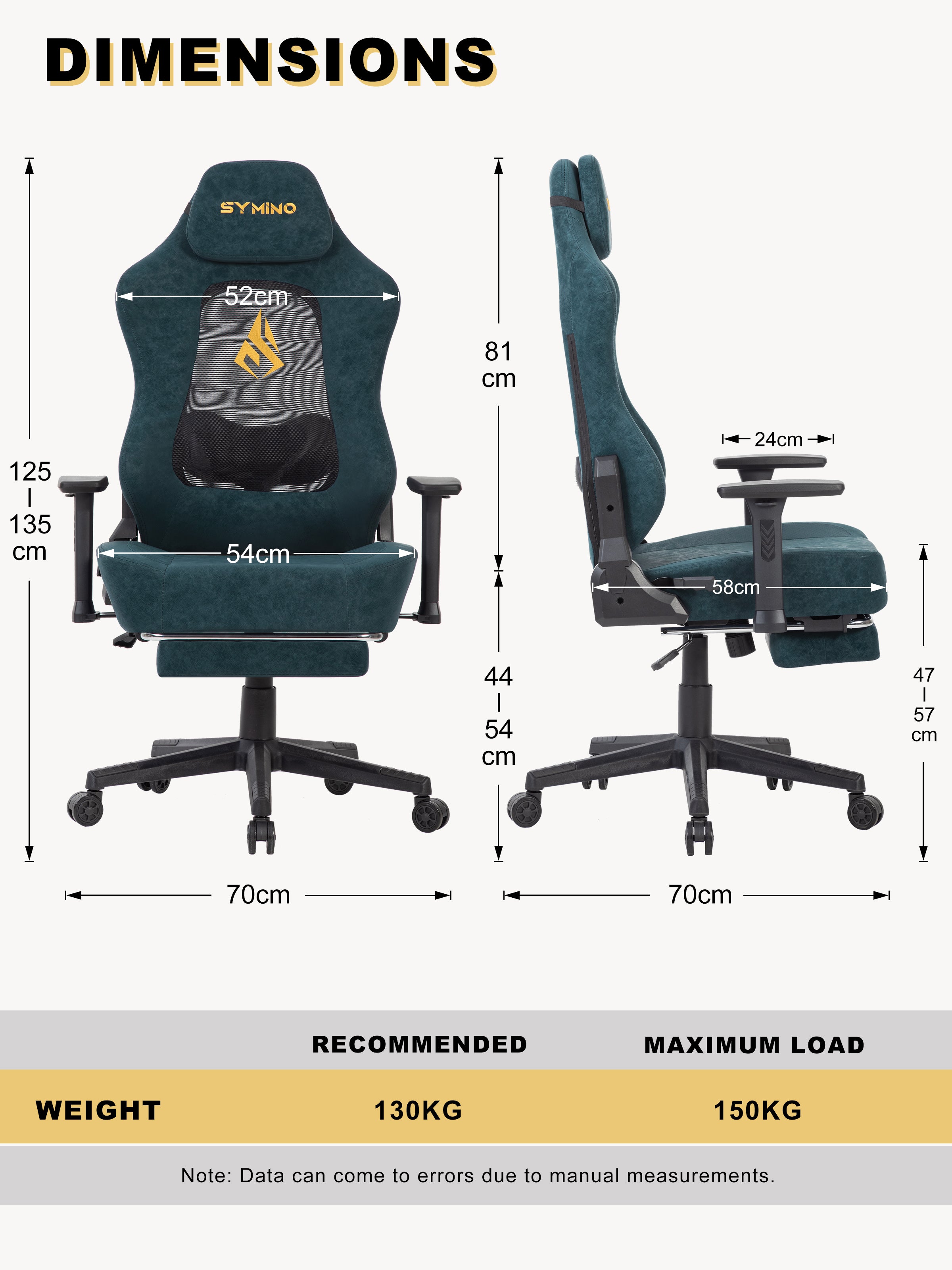 SYMINO Ergonomic Gaming Chair – Breathable Mesh Back with Adjustable Lumbar Support - Green
