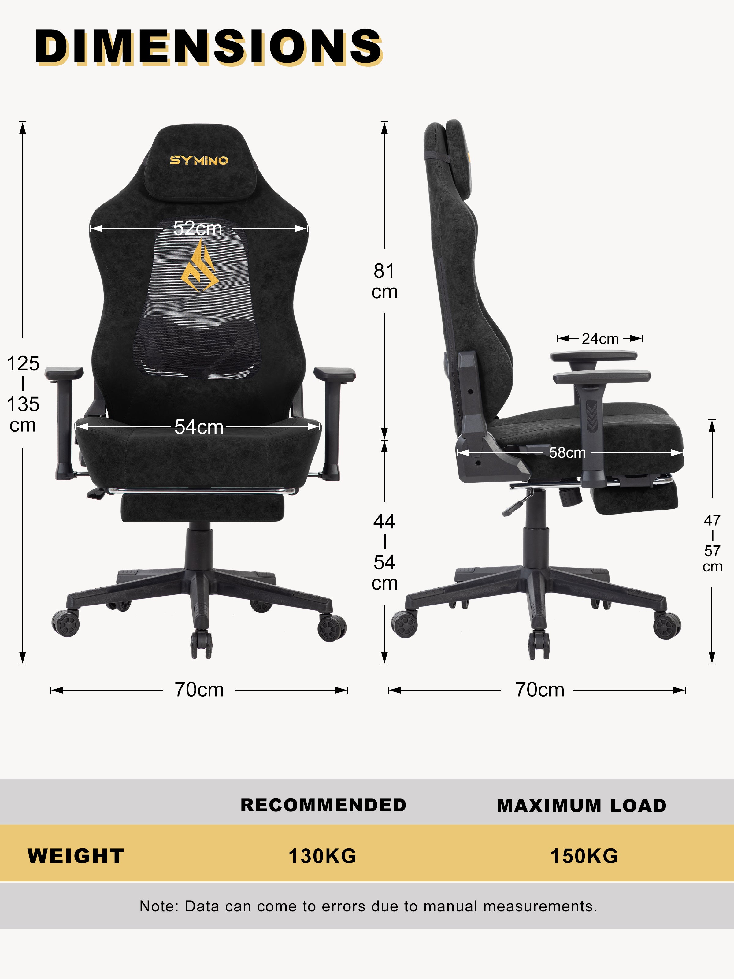 SYMINO Ergonomic Gaming Chair – Breathable Mesh Back with Adjustable Lumbar Support - Black