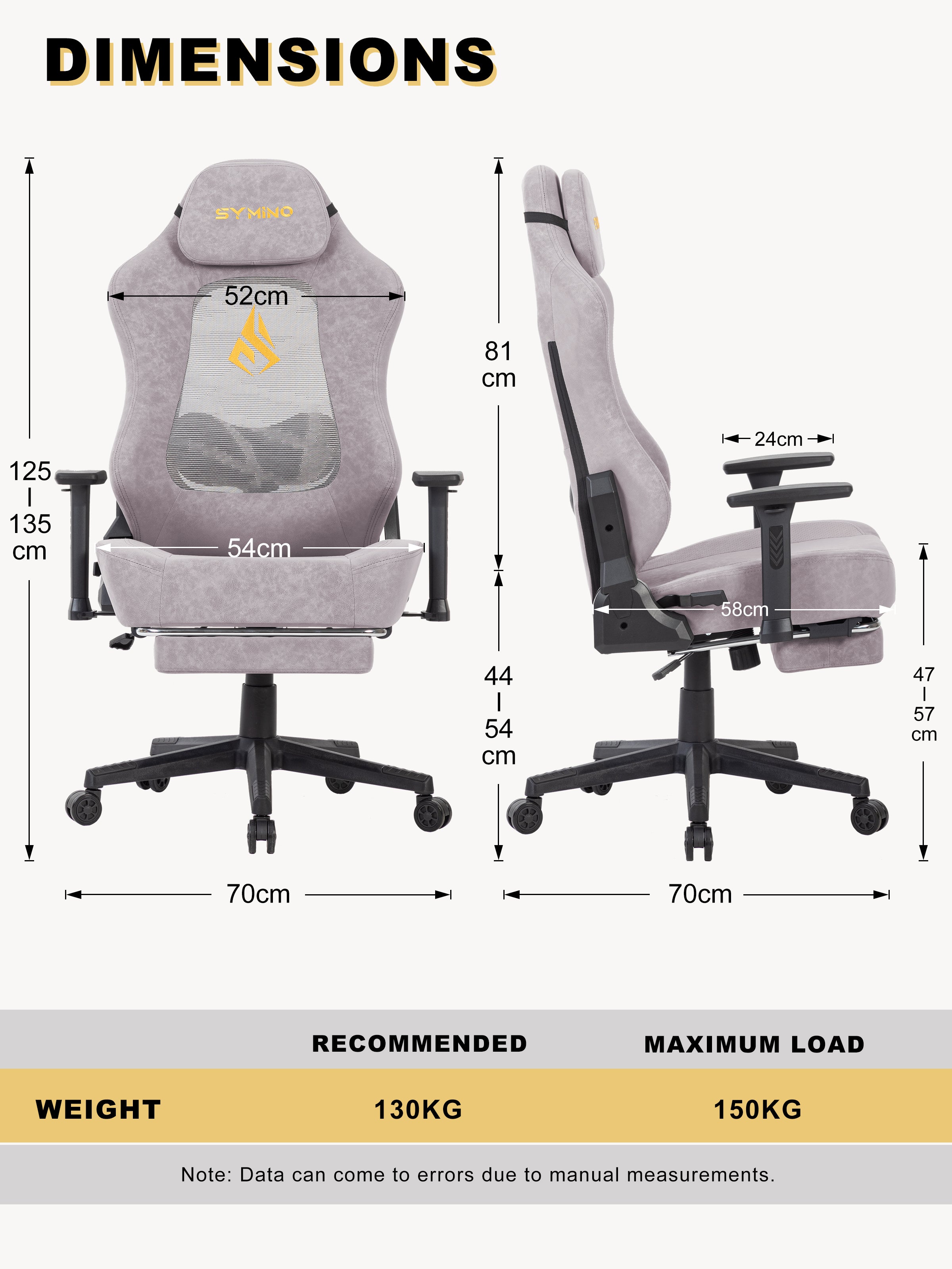 SYMINO Ergonomic Gaming Chair – Breathable Mesh Back with Adjustable Lumbar Support - Pink