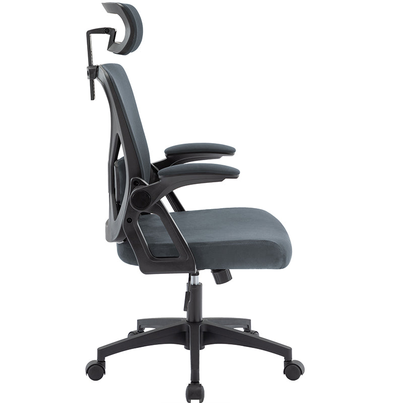 SYMINO Faux Fur+ Mesh Office Chair , rotating rocker function.Grey