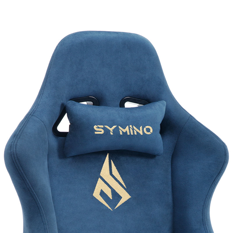 SYMINO Breathable Gaming Chair with Footrest, Adjustable and Rotating, Blue