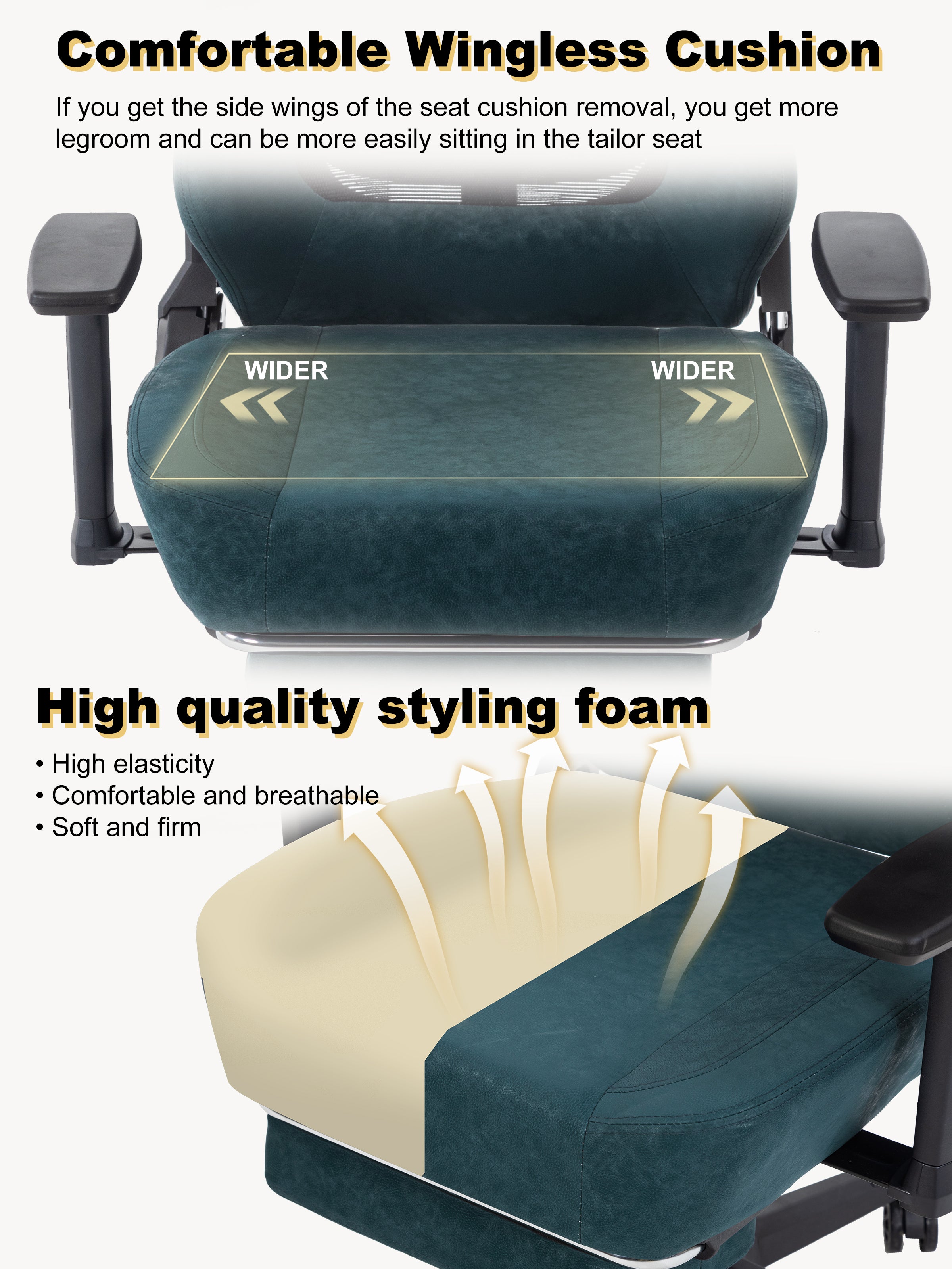SYMINO Ergonomic Gaming Chair – Breathable Mesh Back with Adjustable Lumbar Support - Green
