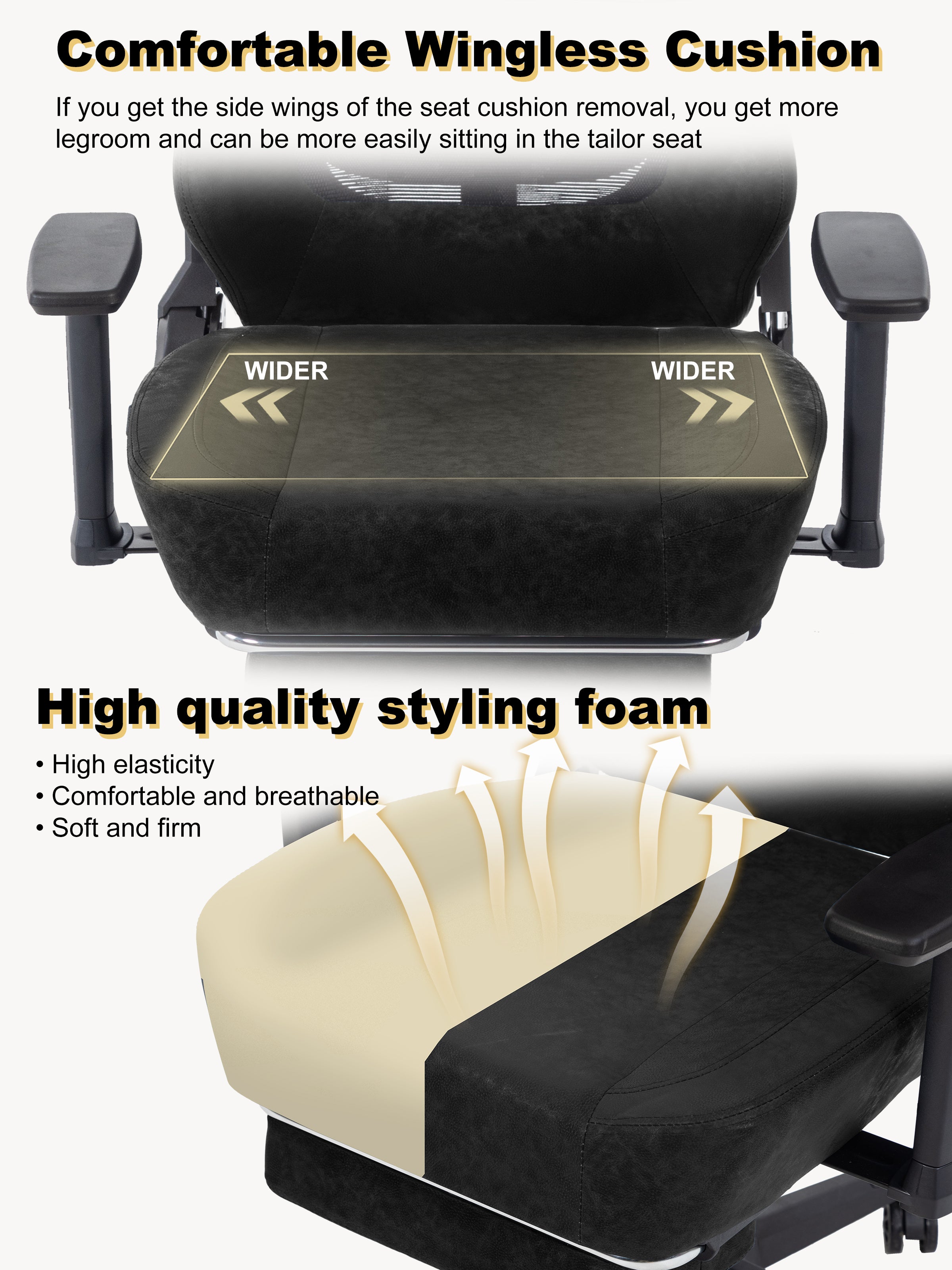 SYMINO Ergonomic Gaming Chair – Breathable Mesh Back with Adjustable Lumbar Support - Black
