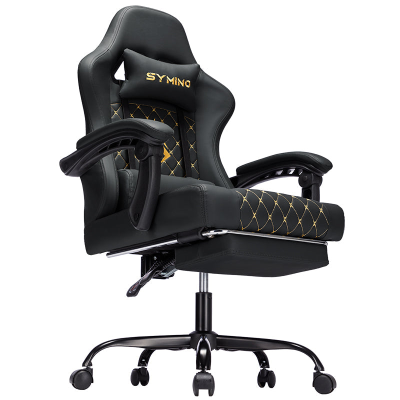 SYMINO Ergonomic PU Leather Racing Style Gaming Chair - Comfortable and Adjustable, Black