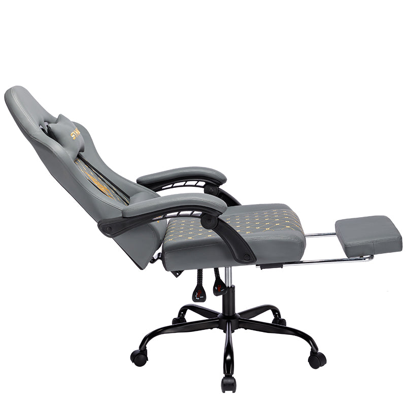 SYMINO Ergonomic PU Leather Racing Style Gaming Chair - Comfortable and Adjustable, Grey