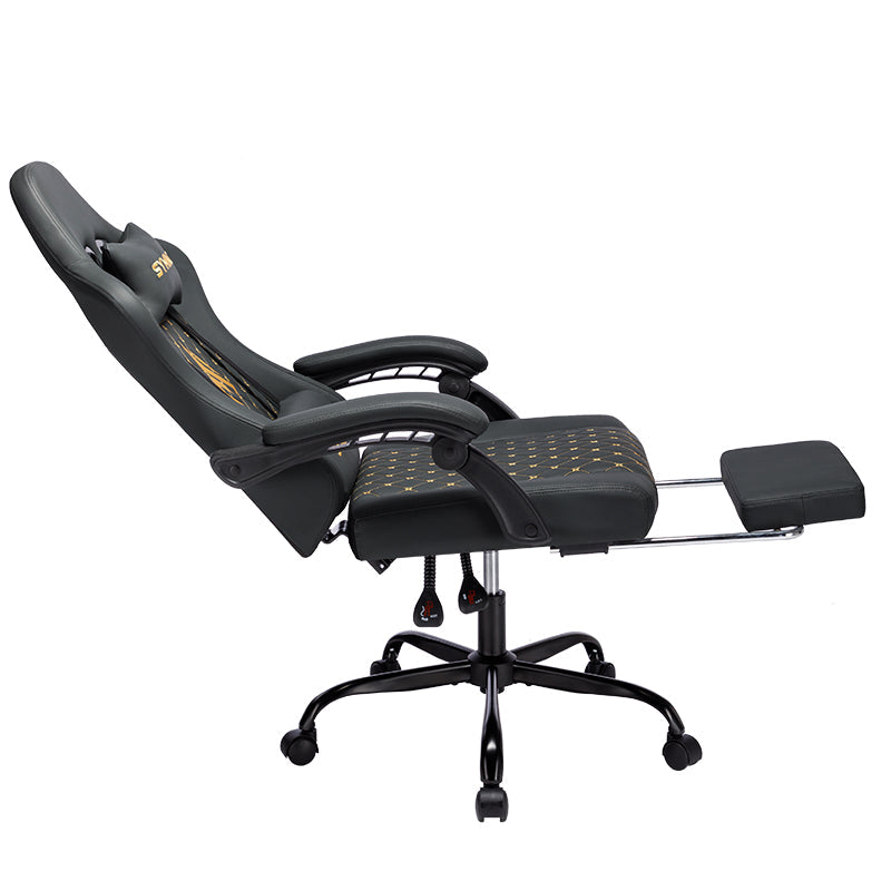 SYMINO Ergonomic PU Leather Racing Style Gaming Chair - Comfortable and Adjustable, Black