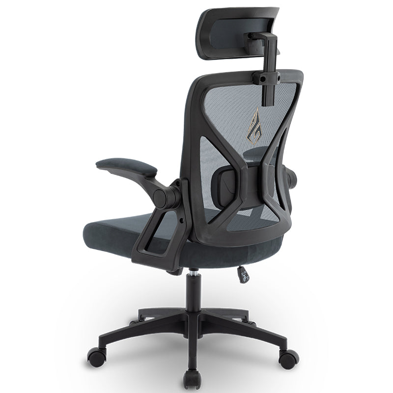 SYMINO Faux Fur+ Mesh Office Chair , rotating rocker function.Grey