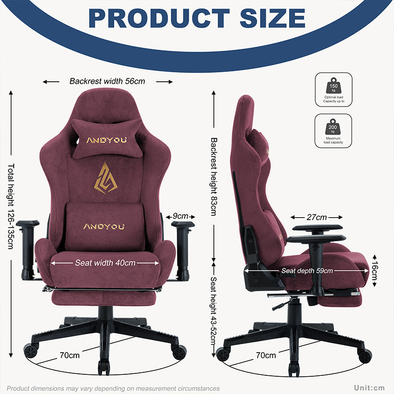 【ANDYOU】 (Upgraded from SYMINO): Red Premium Breathable Ergonomic Gaming Chair - Adjustable, Rotating, with Footrest