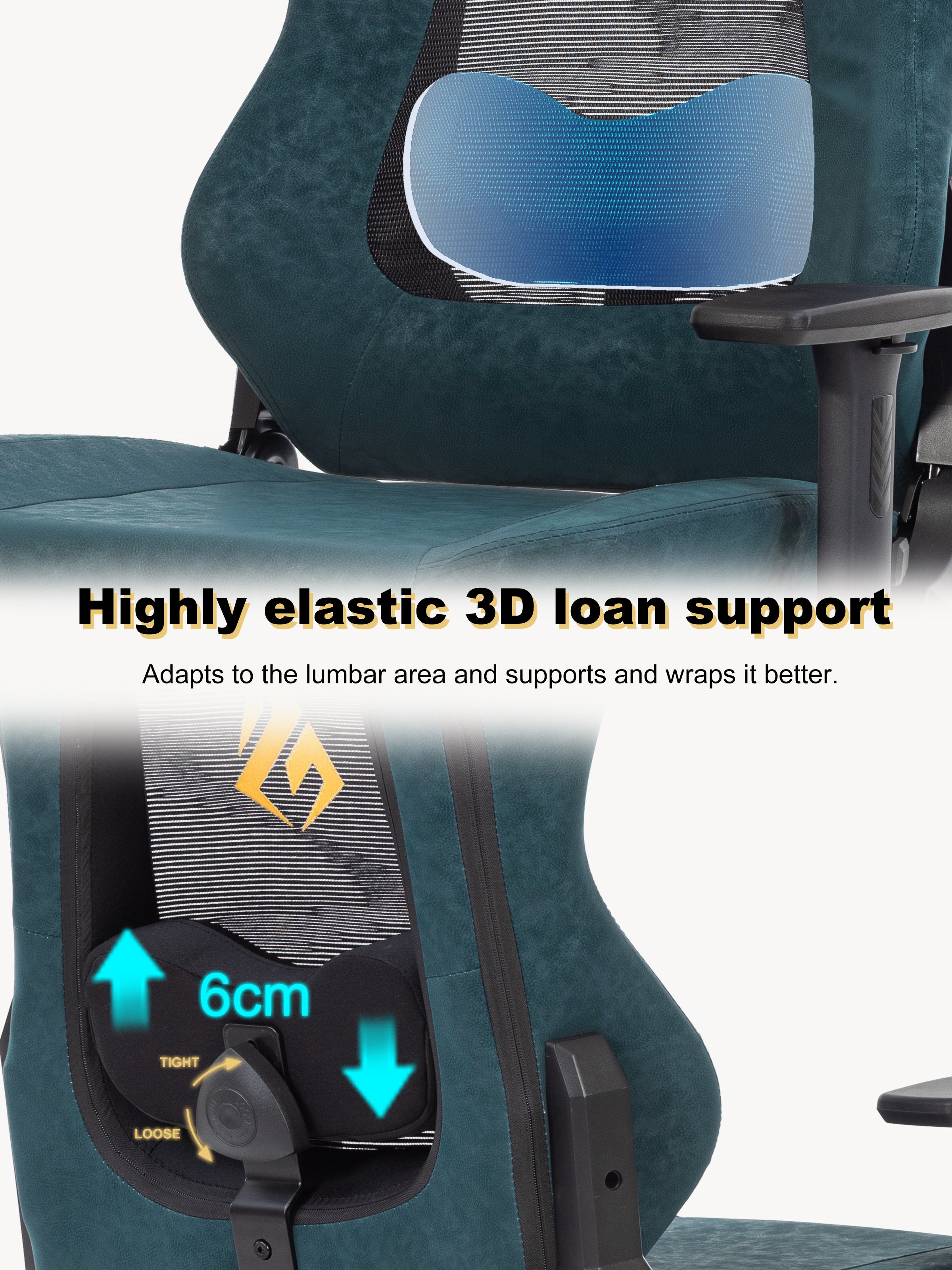 SYMINO Ergonomic Gaming Chair – Breathable Mesh Back with Adjustable Lumbar Support - Green
