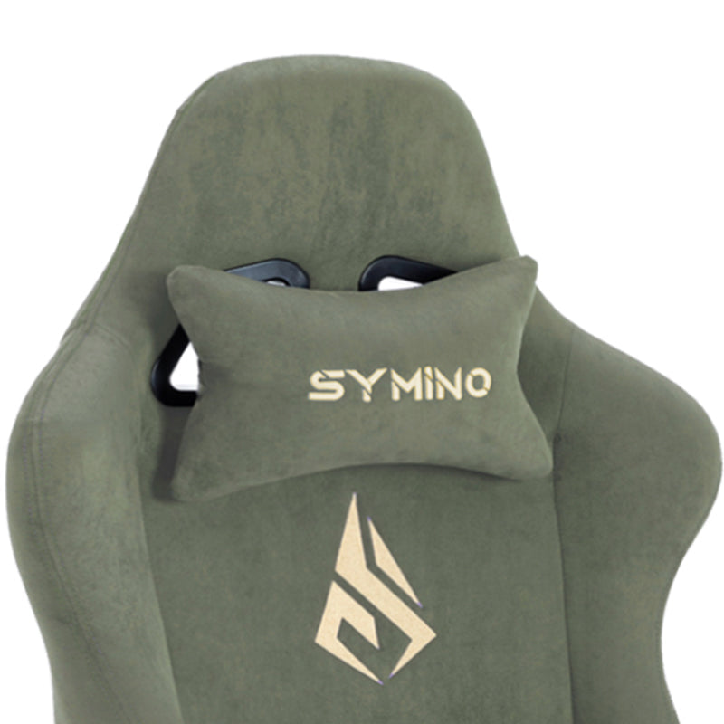 SYMINO Breathable Gaming Chair with Footrest, Adjustable and Rotating, Green