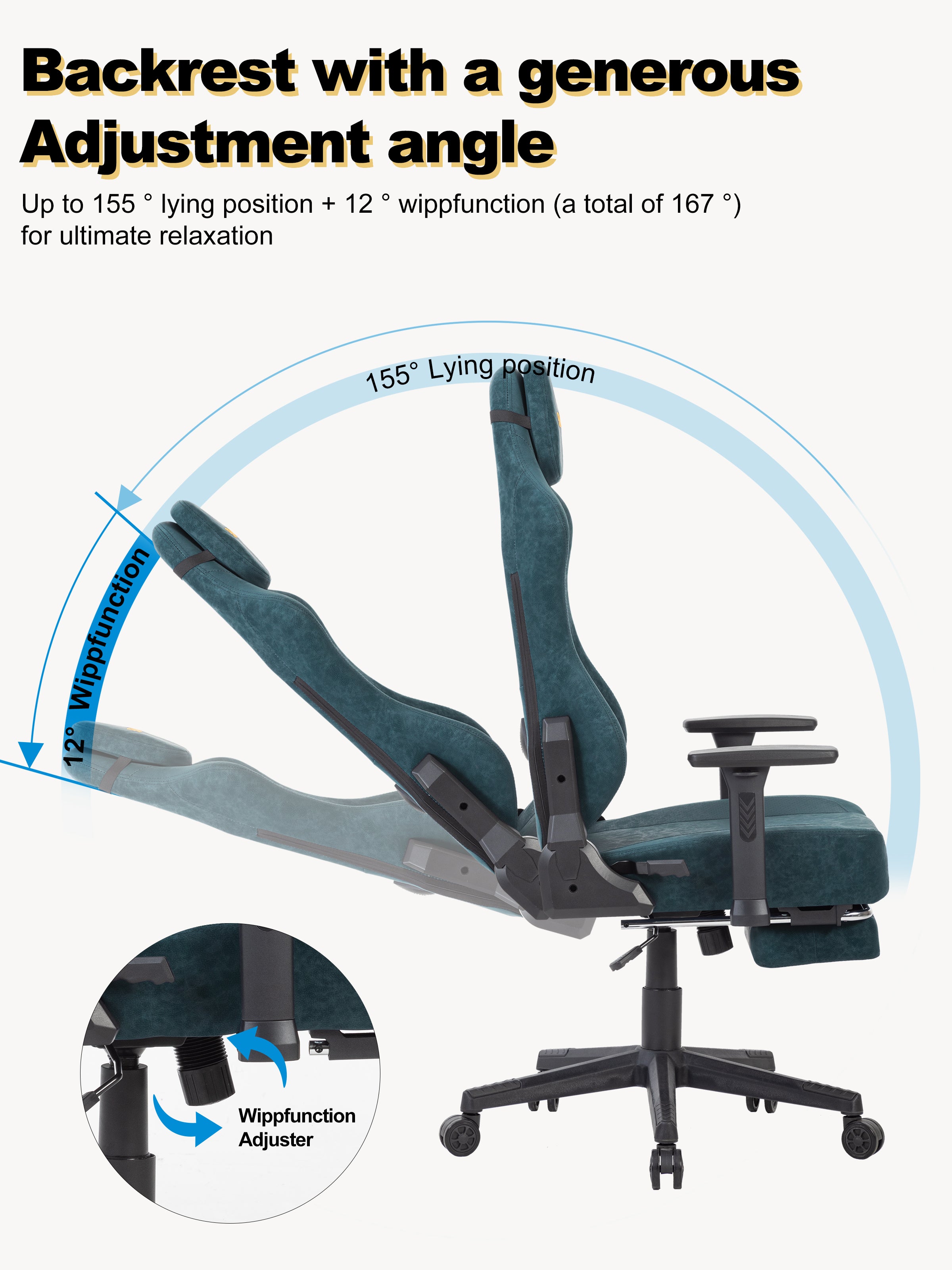 SYMINO Ergonomic Gaming Chair – Breathable Mesh Back with Adjustable Lumbar Support - Green
