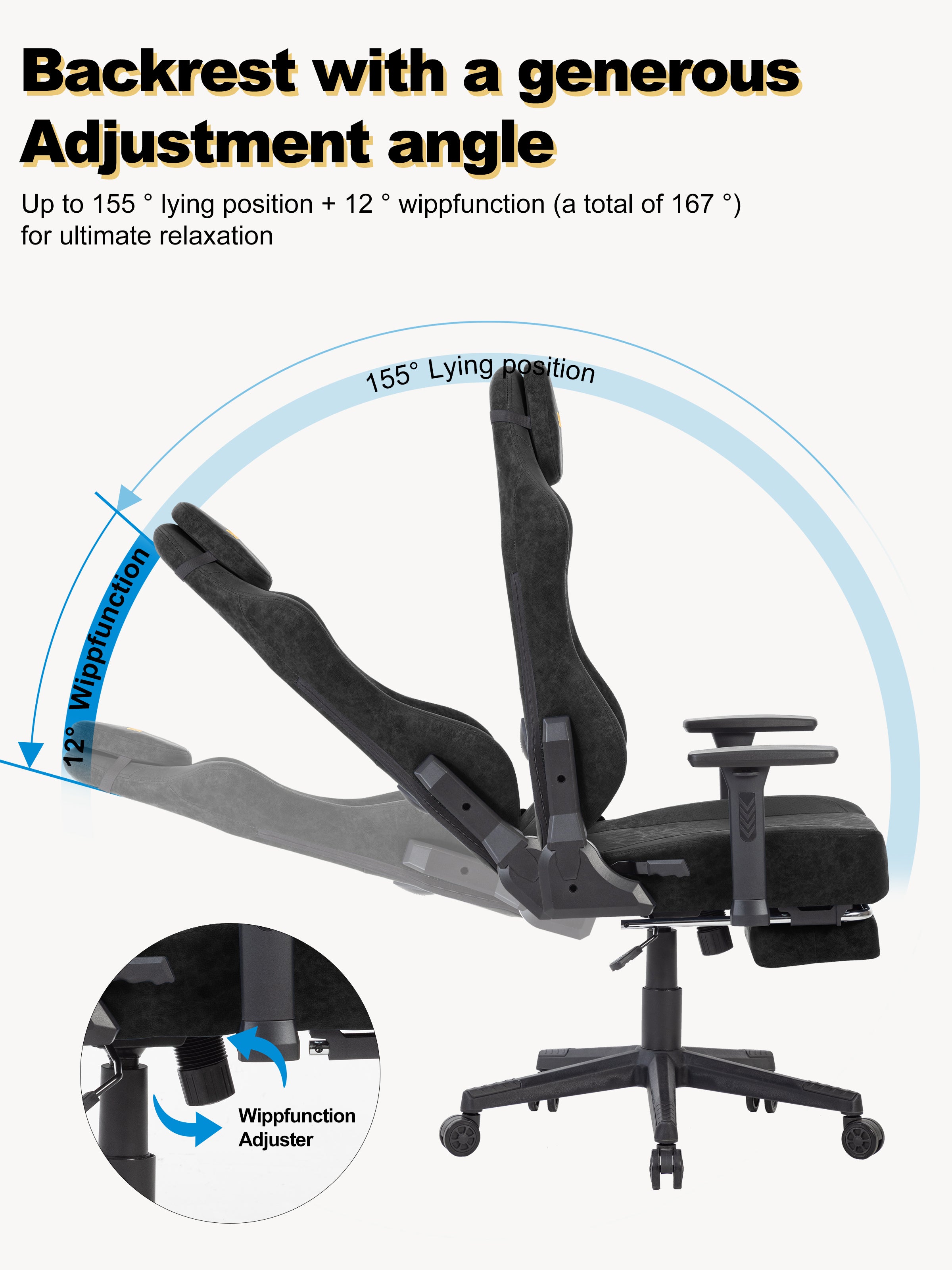 SYMINO Ergonomic Gaming Chair – Breathable Mesh Back with Adjustable Lumbar Support - Black