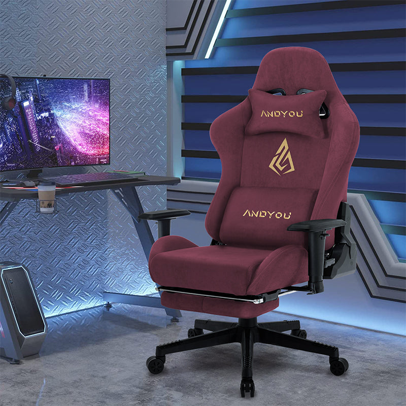 【ANDYOU】 (Upgraded from SYMINO): Red Premium Breathable Ergonomic Gaming Chair - Adjustable, Rotating, with Footrest