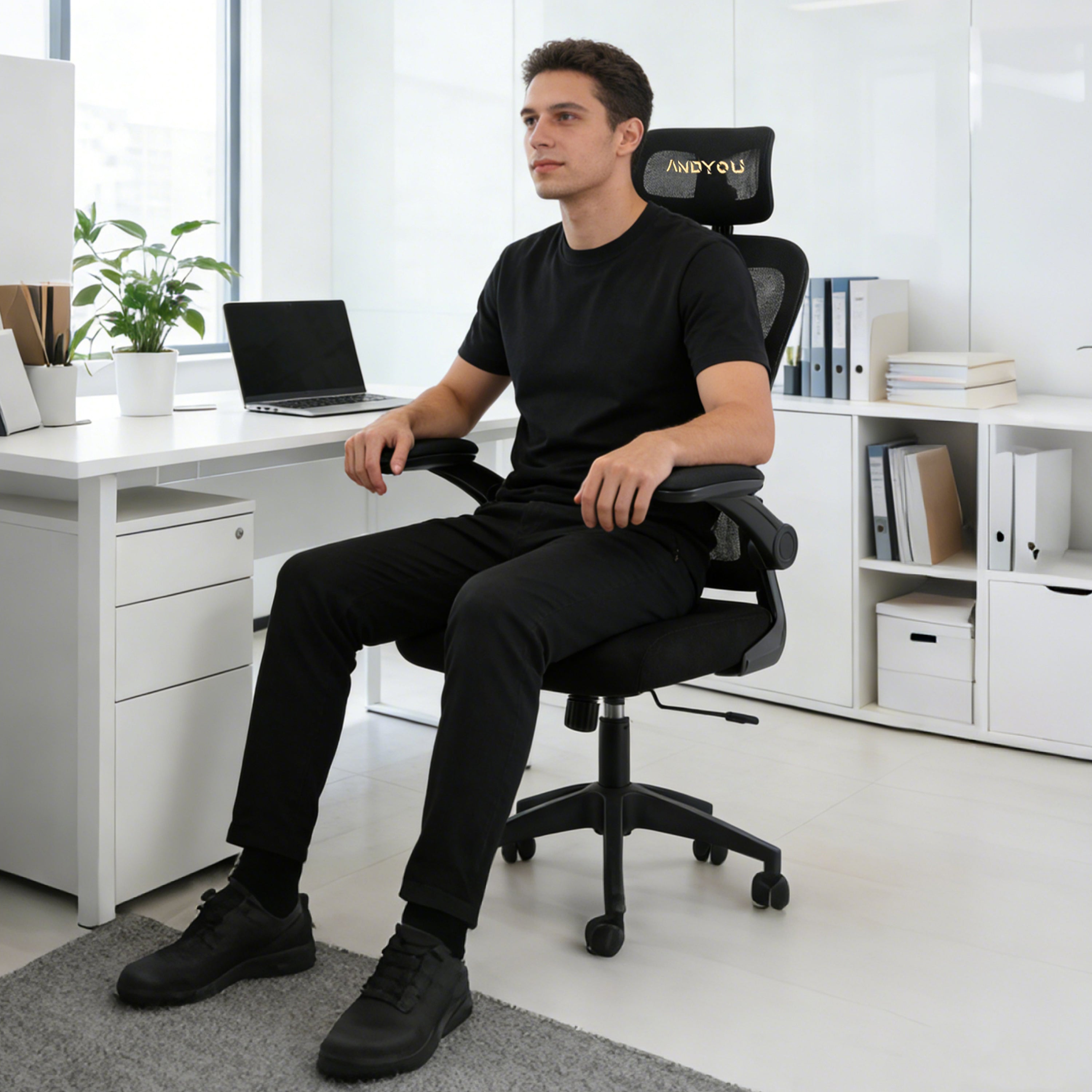 SYMINO Office Chair Faux Fur+ Mesh Office Chair , rotating rocker function