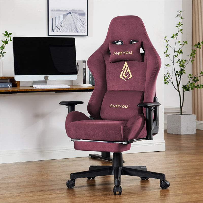 【ANDYOU】 (Upgraded from SYMINO): Red Premium Breathable Ergonomic Gaming Chair - Adjustable, Rotating, with Footrest