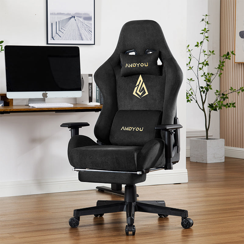 【ANDYOU】 (Upgraded from SYMINO): Black Premium Breathable Ergonomic Gaming Chair - Adjustable, Rotating, with Footrest