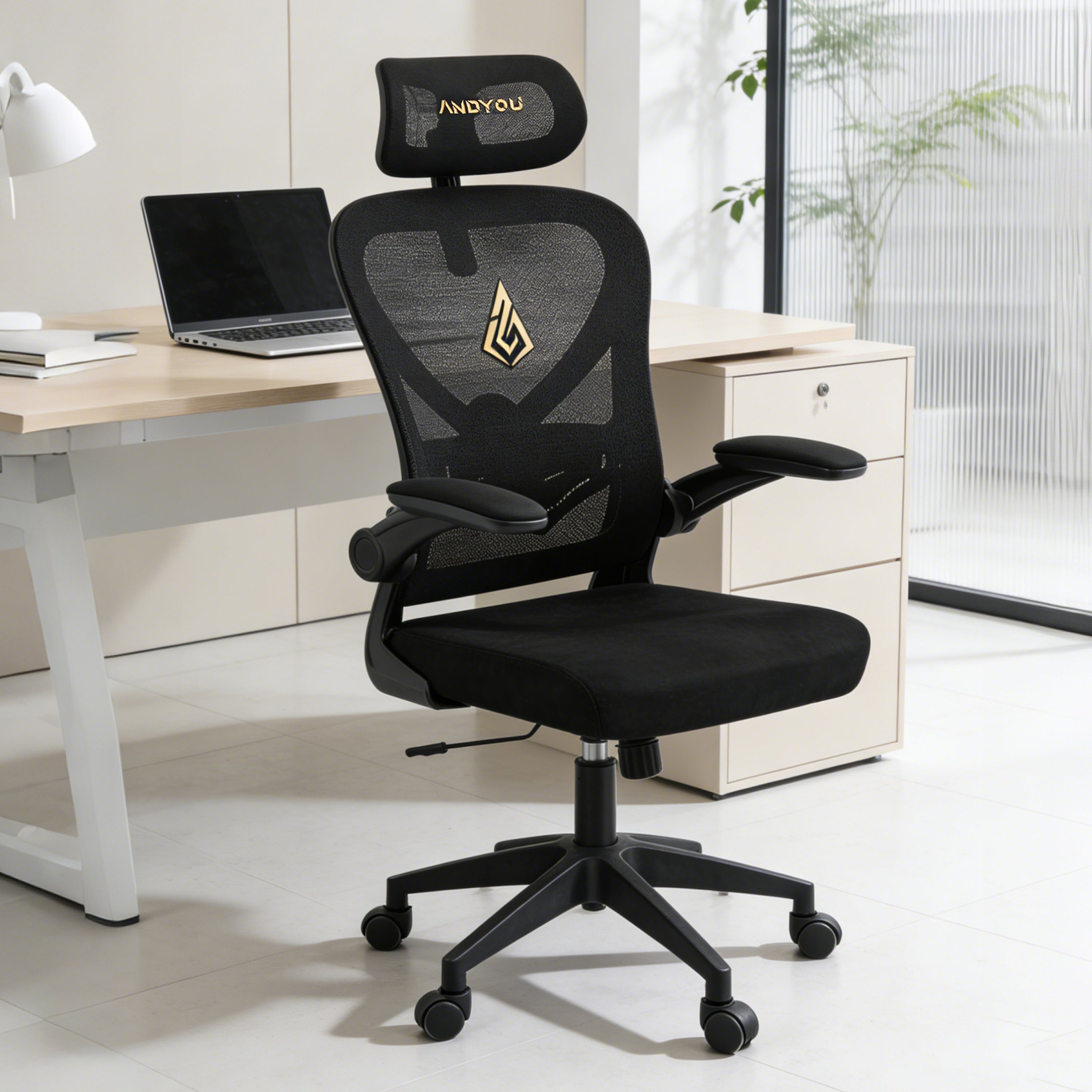 SYMINO Faux Fur+ Mesh Office Chair , rotating rocker function