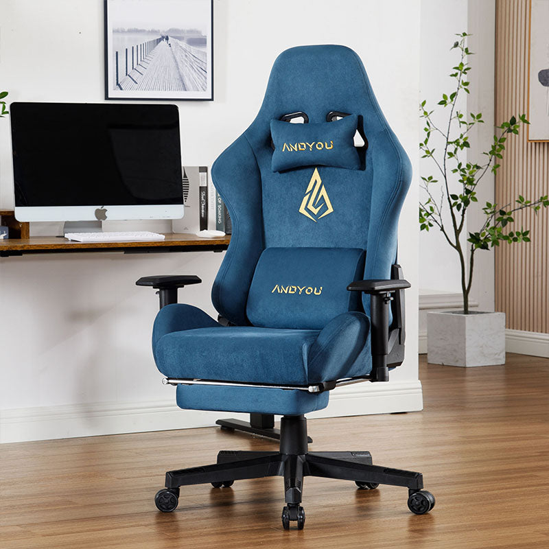 【ANDYOU】 (Upgraded from SYMINO): Blue Premium Breathable Ergonomic Gaming Chair - Adjustable, Rotating, with Footrest