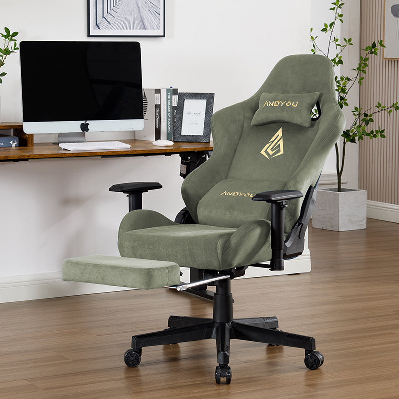 【ANDYOU】 (Upgraded from SYMINO): Green Premium Breathable Ergonomic Gaming Chair - Adjustable, Rotating, with Footrest