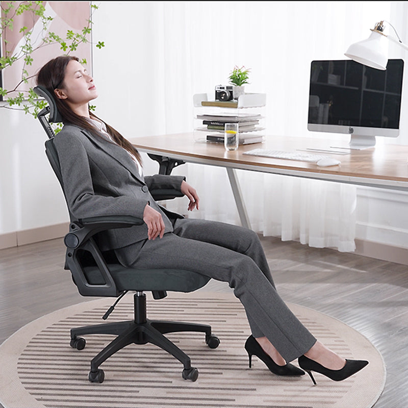 SYMINO Faux Fur+ Mesh Office Chair , rotating rocker function.Grey