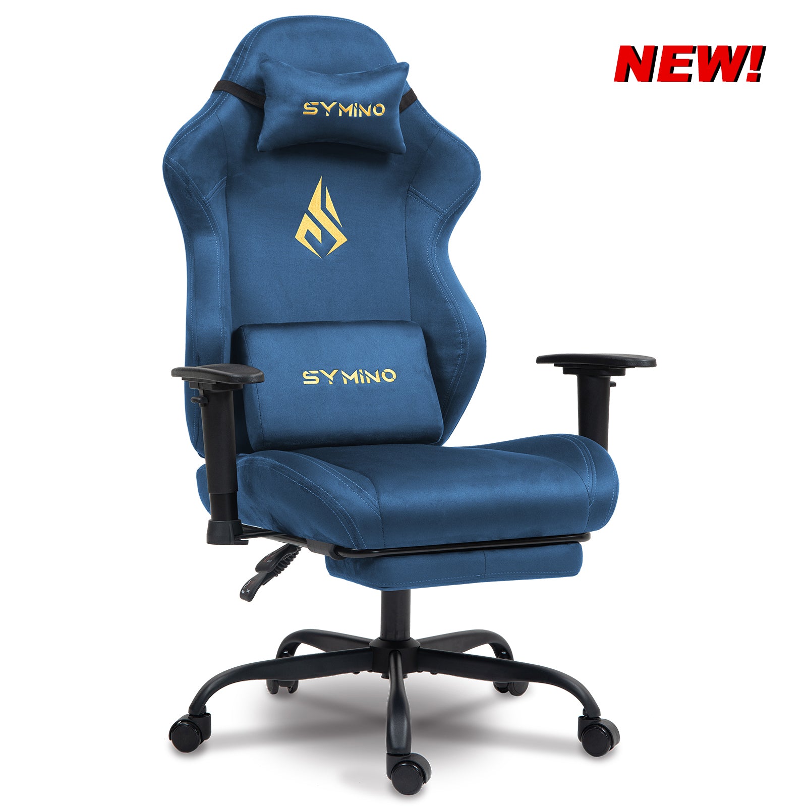 SYMINO Ergonomic Gaming Chair with Footrest, Breathable and Adjustable, Blue